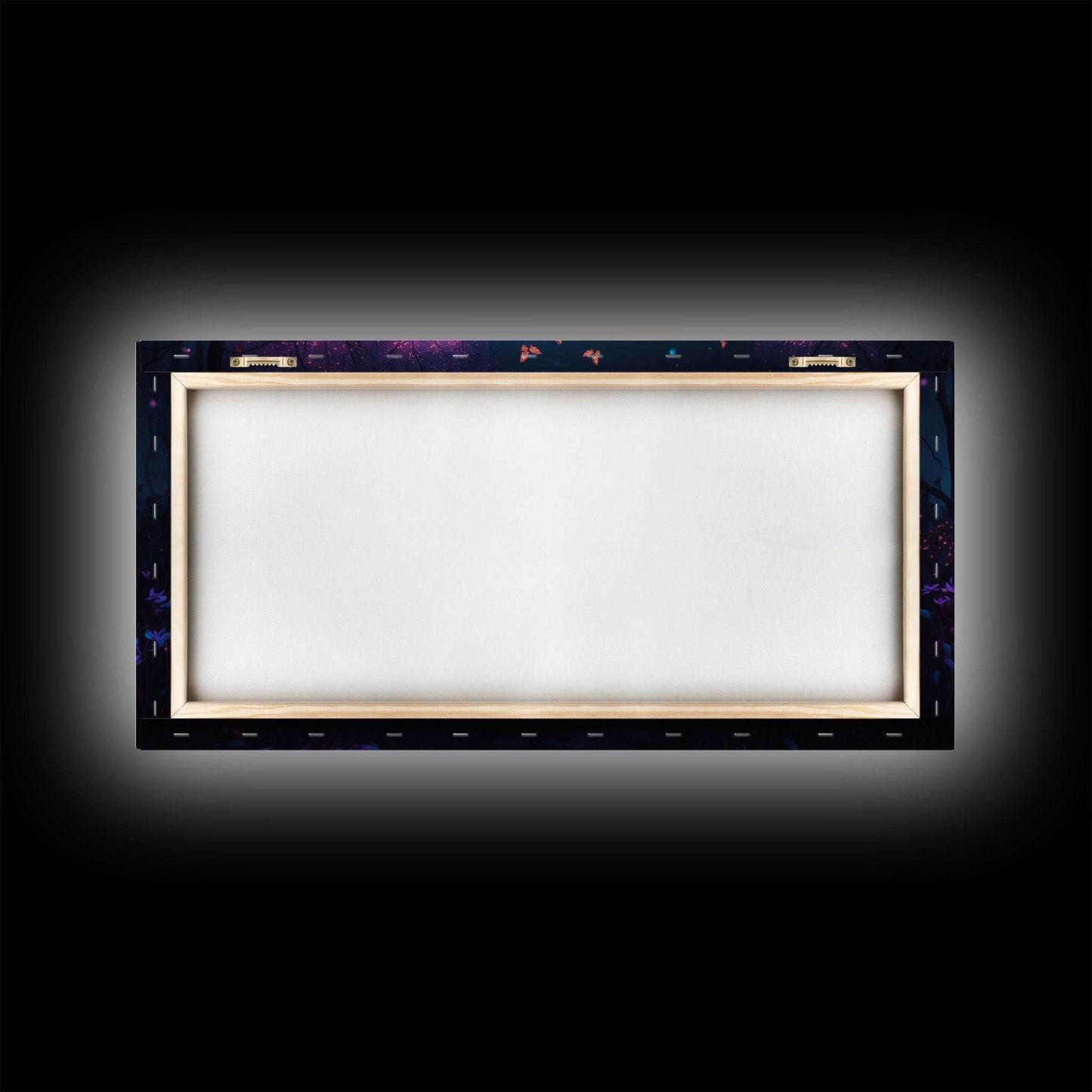 Beautiful forest canvas print Fantasy forest wall art Forest Painting, Framed Art, Glowing Butterflies - 10x20 Inches / Gallery Wrap Canvas - Ready To Hang