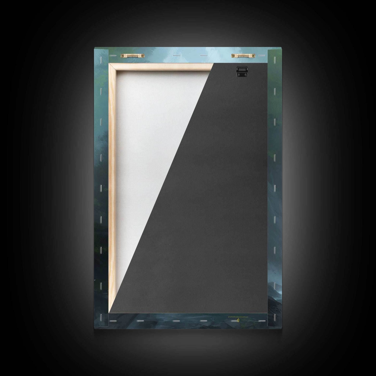 Majestic Forest Dragon Wall Art, Framed Canvas Print, Dragon Fantasy Painting, Forest Dragon Behind Secret Waterfalls Abstract Fantasy Art - 8x12 Inches / Gallery Wrap Canvas - Ready To Hang