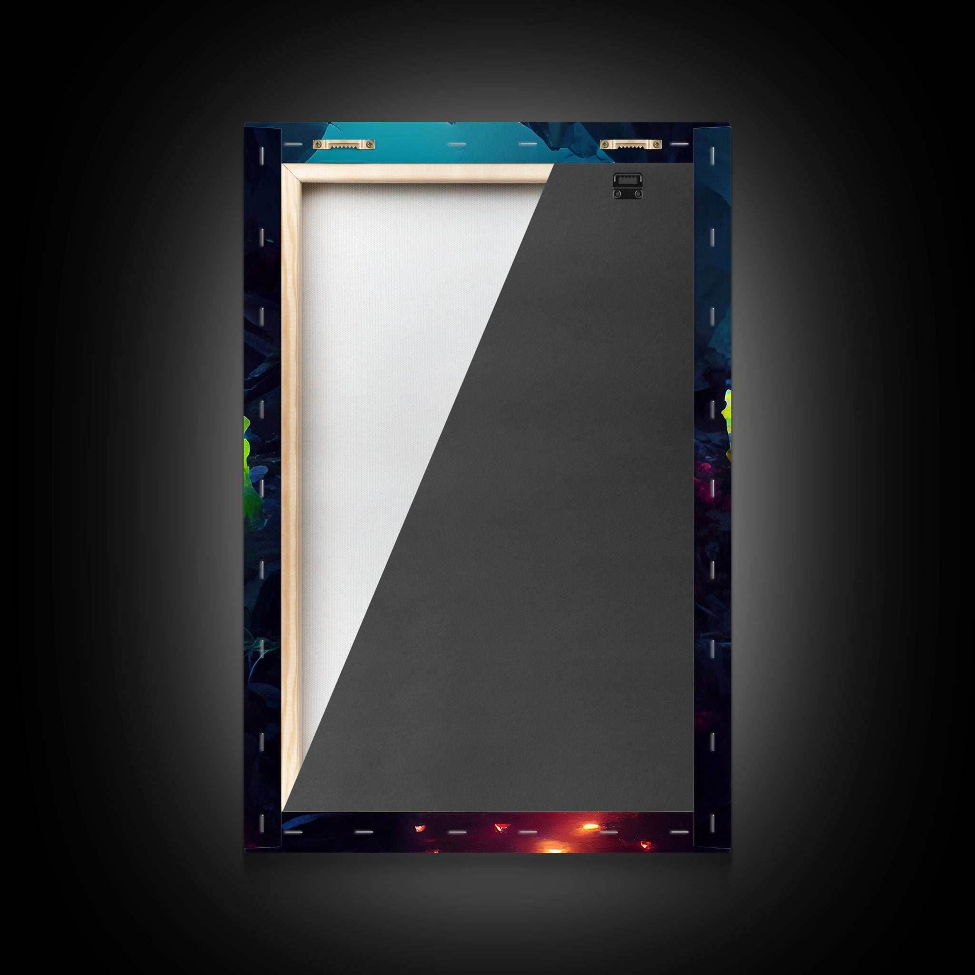 Magical forest canvas print, glowing mushroom art, fantasy forest wall art, gloomy dark home decor, luminescent forest trail wall art - 8x12 Inches / Gallery Wrap Canvas - Ready To Hang