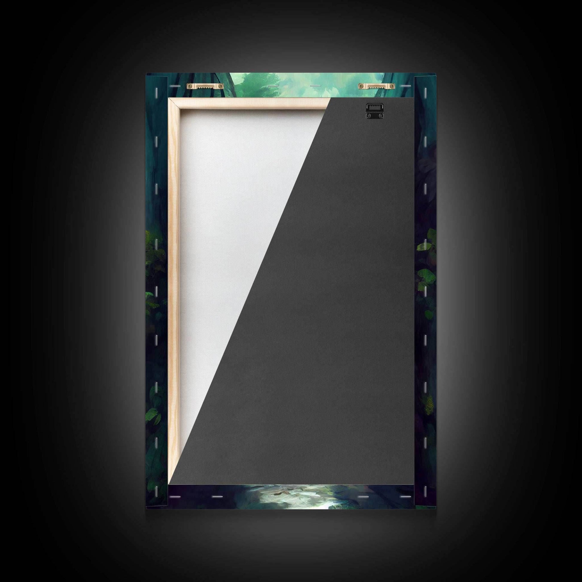 Waterfall canvas print, fantasy wall art, watercolor print, high fantasy, nature landscape living room wall art - 8x12 Inches / Gallery Wrap Canvas - Ready To Hang