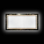 SlightlyScorched Framed Canvas Print Emerald Green Fantasy Forest, Mountain Forest Lake Landscape Minimalist Modern Art Nature Wall Decor - 10x20 Inches / Gallery Wrap Canvas - Ready To Hang