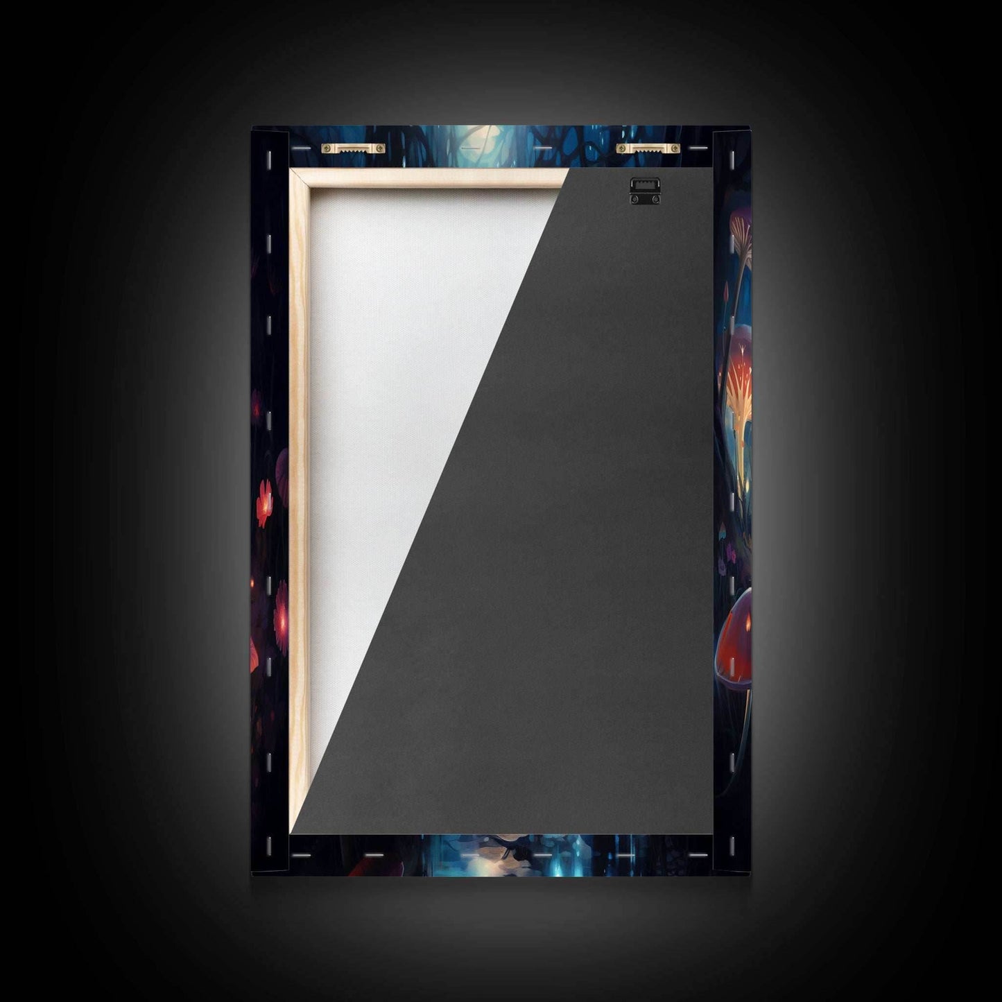 Magical dark forest art print on canvas, fantasy forest, oil style painting, large landscape wall art for home, ready to hang, 3 Piece Art - 8x12 In. - 3 Pieces / Stretched Canvas