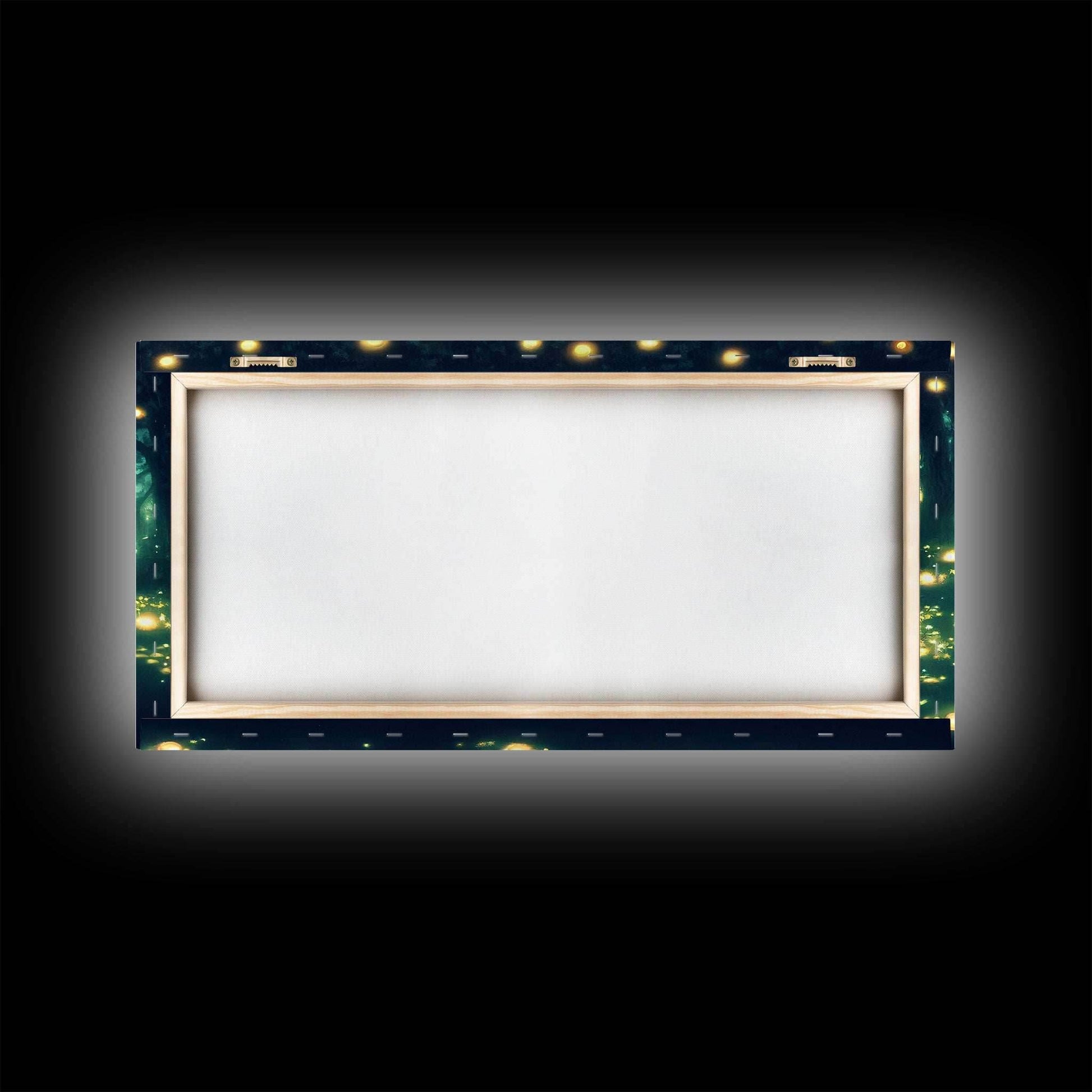 Fireflies At Night In A Fantasy Forest, Framed Ready To Hang Canvas Print, beautiful wall art, guest room decor - 10x20 Inches / Gallery Wrap Canvas - Ready To Hang