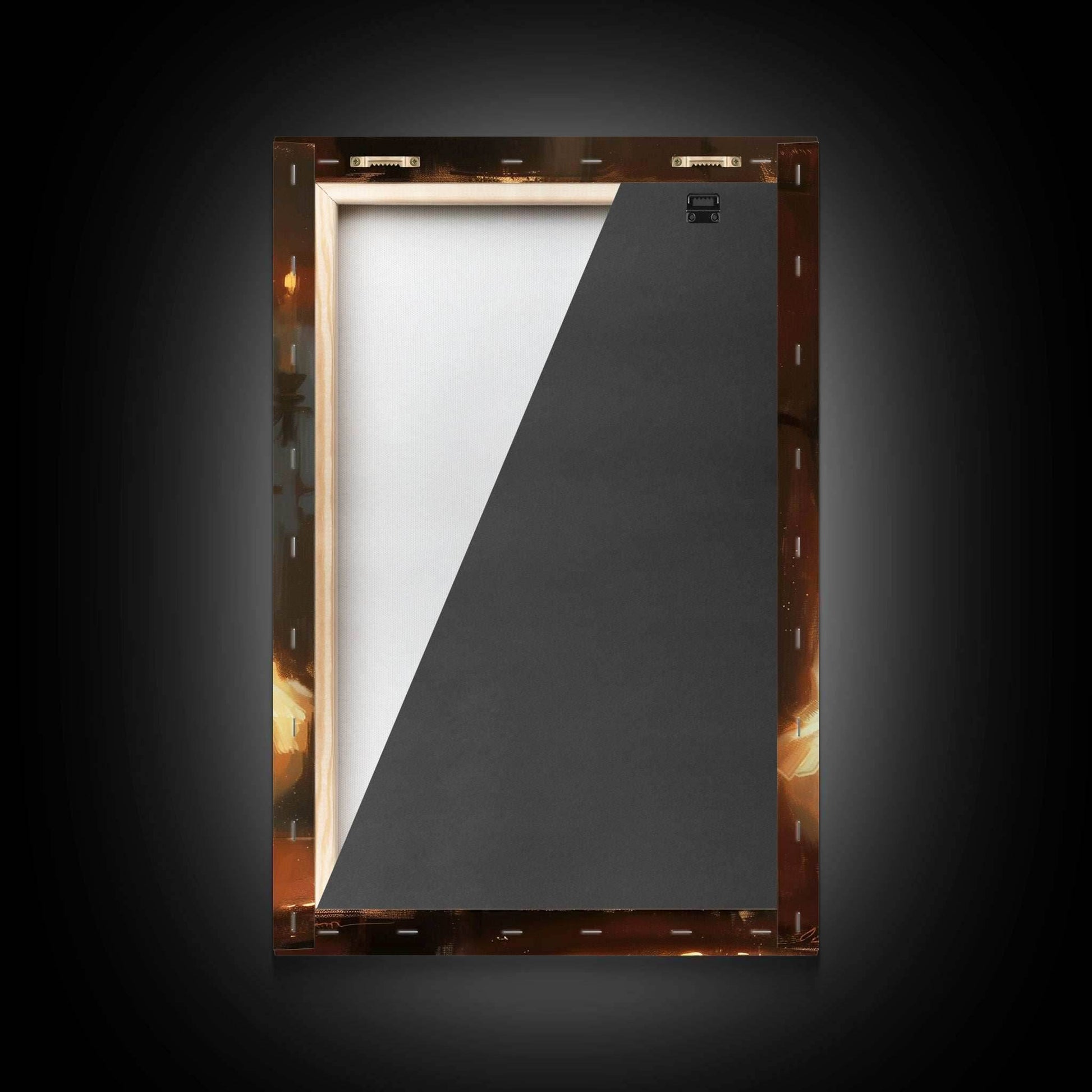 Halloween Werewolf Eating Hotdog, Framed Canvas Print, Wall Art, Spooky Artwork, Fantasy Decor, Halloween Decor, Whimsical Funny Halloween - 8x12 Inches / Gallery Wrap Canvas - Ready To Hang