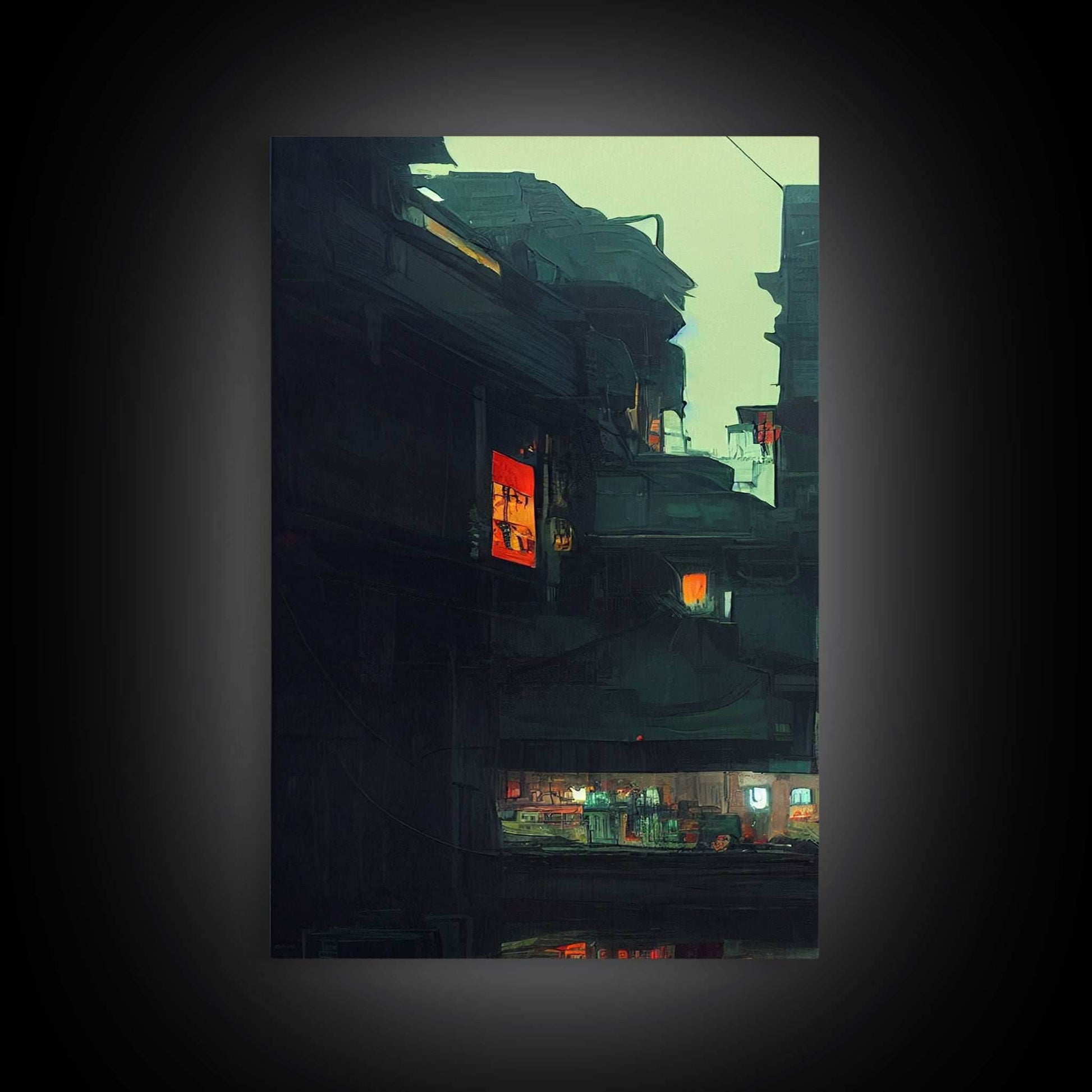 80s Style Cyberpunk Tokyo, Retrofuturism, Dystopian art, 3 piece wall art, 3 piece canvas print - 8x12 In. - 3 Pieces / Stretched Canvas