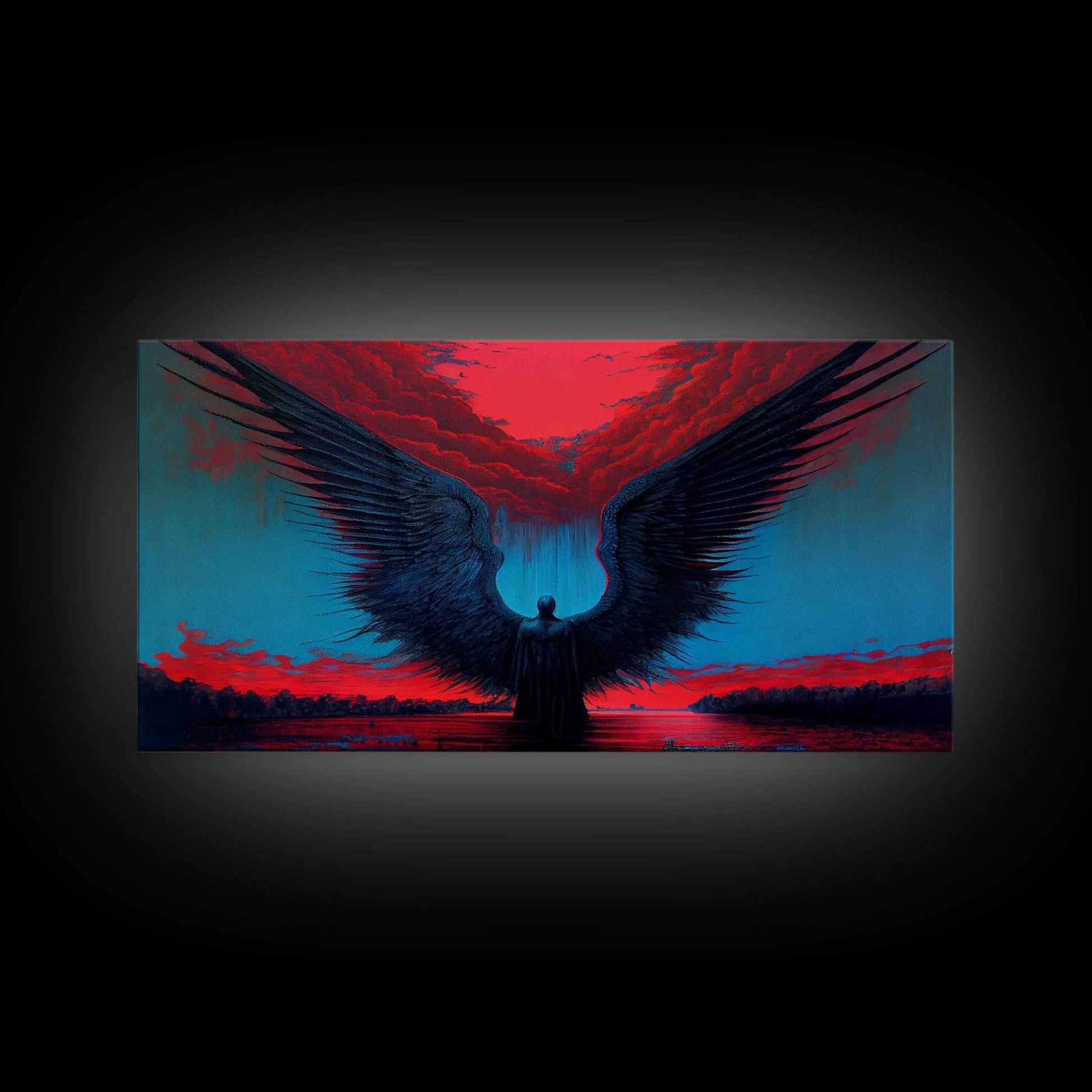 Angel Gabriel, Angelic Art, Gothic Angel Framed canvas print, cool colorful wall decor - 10x20 Inches / Gallery Wrap Canvas - Ready To Hang