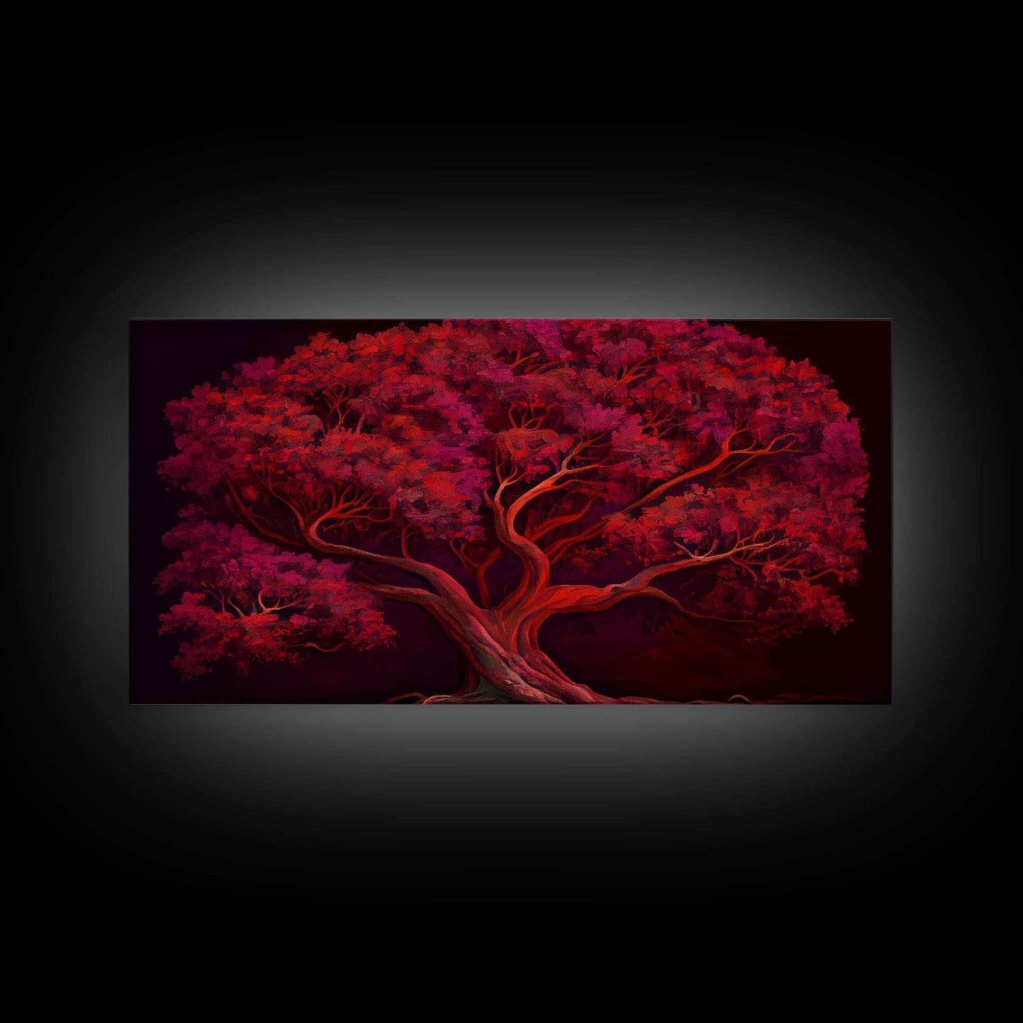 Blood red tree, fantasy horror art, framed canvas print - 10x20 Inches / Gallery Wrap Canvas - Ready To Hang