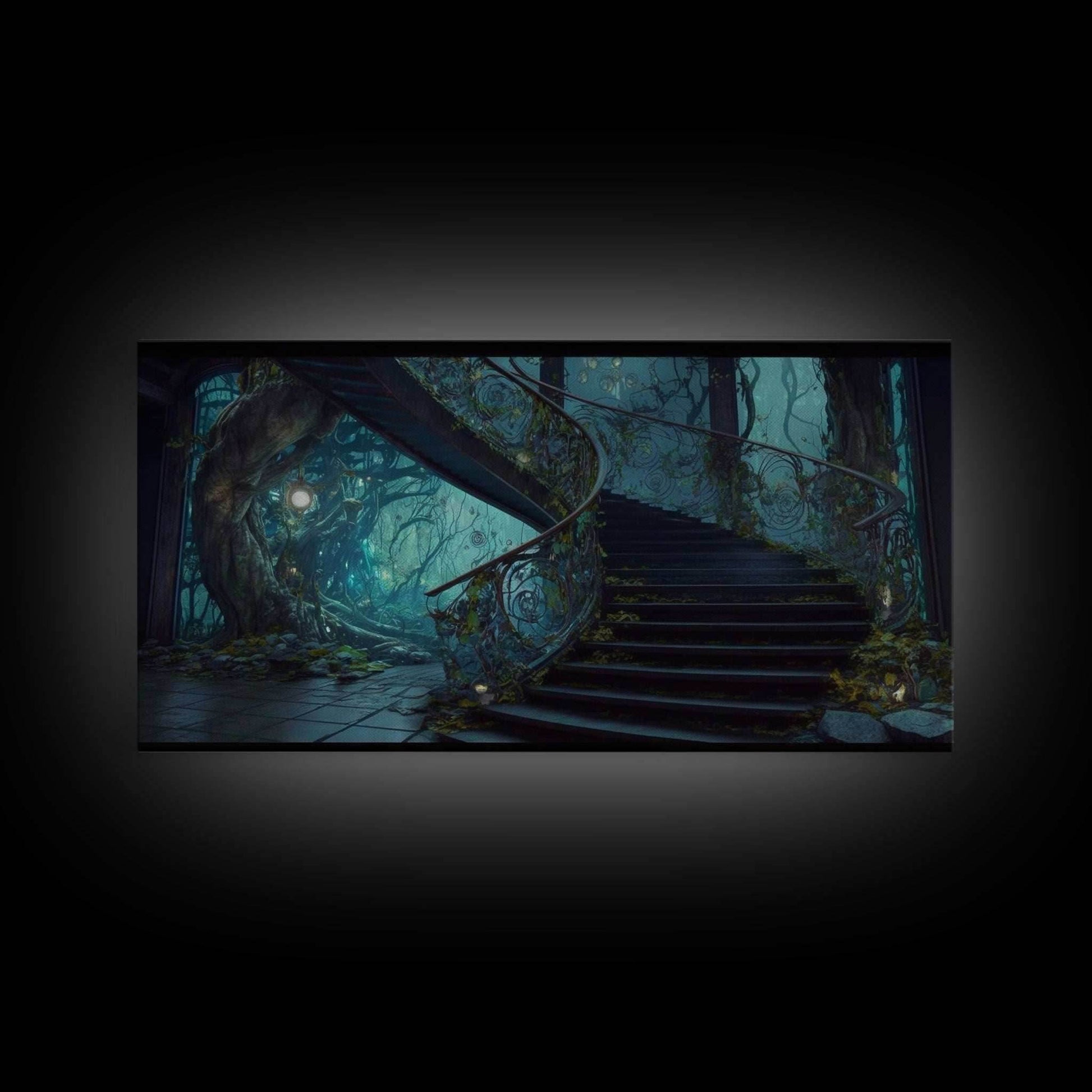 Fantasy Staircase, Framed Canvas Print, Stair Way to Beyond - 10x20 Inches / Gallery Wrap Canvas - Ready To Hang