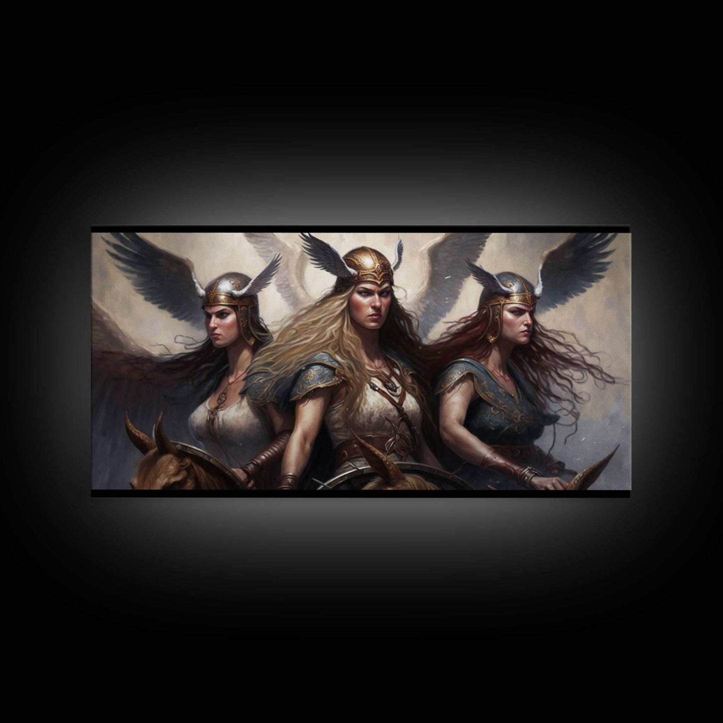 The Valkyries, Norse Mythology, Framed Canvas Print, Norse Fantasy Art - 10x20 Inches / Gallery Wrap Canvas - Ready To Hang
