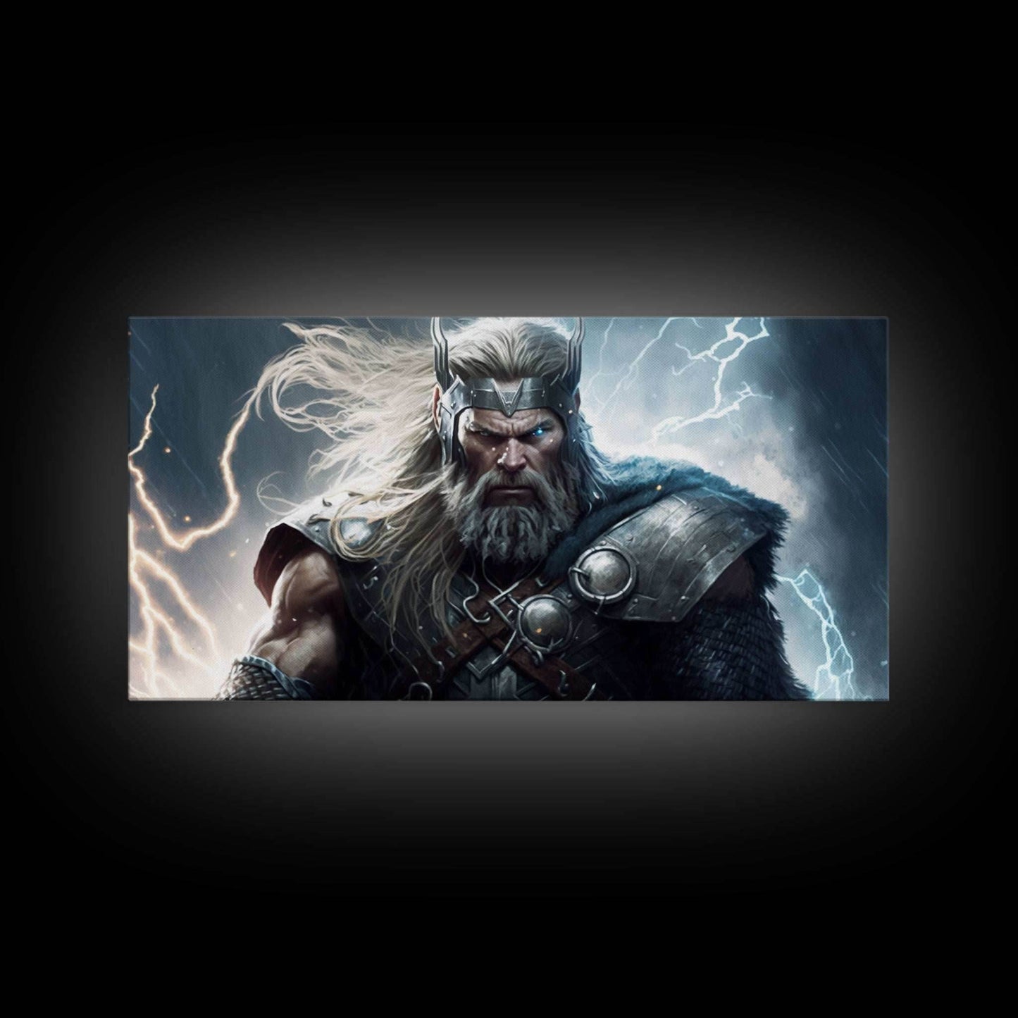 Thor Art, God of Thunder, Framed Canvas Print, Norse Mythology Art, Fantasy Art - 10x20 Inches / Gallery Wrap Canvas - Ready To Hang