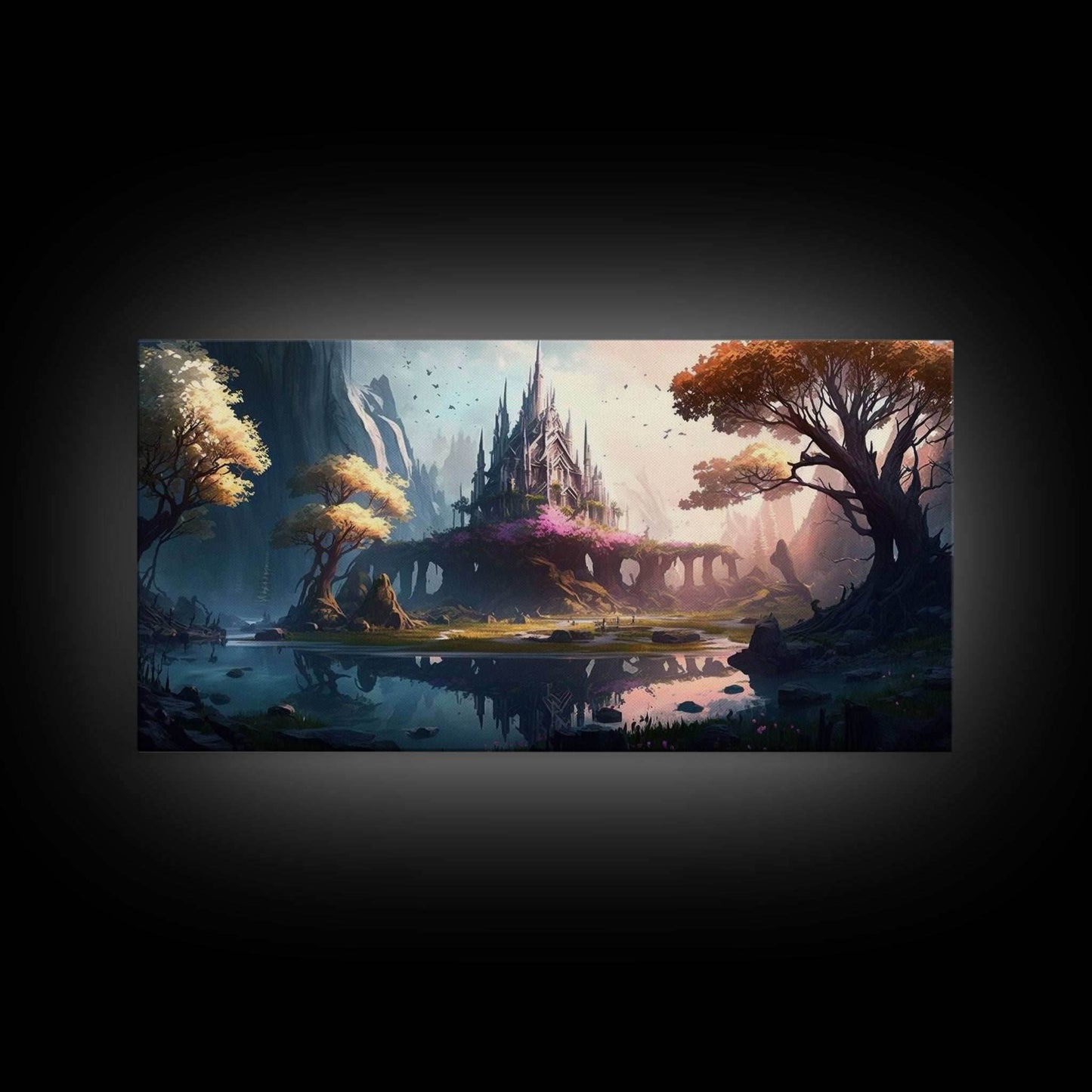 Norse Mythology Art, Alfheim Realm of the Light Elves, Framed Canvas Print, Fantasy Wall Art - 10x20 Inches / Gallery Wrap Canvas - Ready To Hang