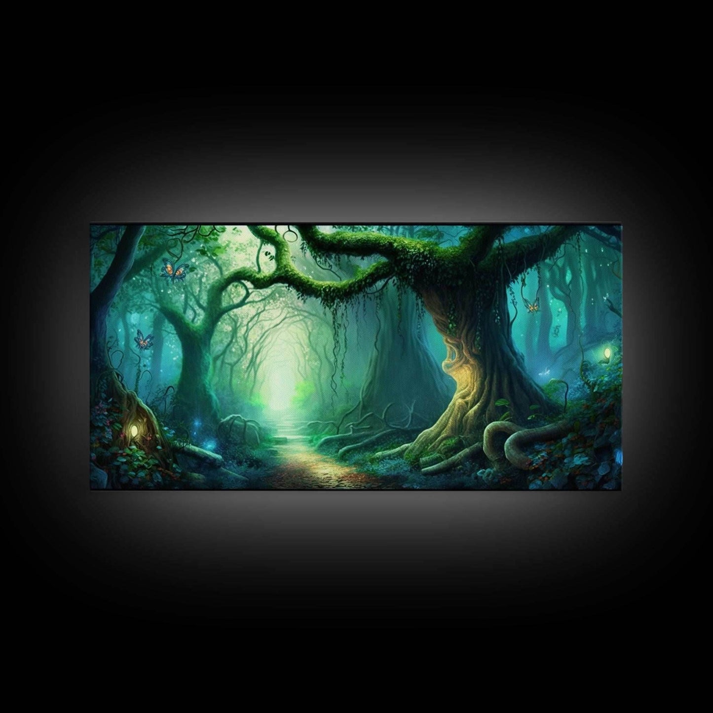 Beautiful magical fairy forest, Framed canvas print, Fantasy forest wall art Enchanted forest, Fantasy Home Decor - 10x20 Inches / Gallery Wrap Canvas - Ready To Hang