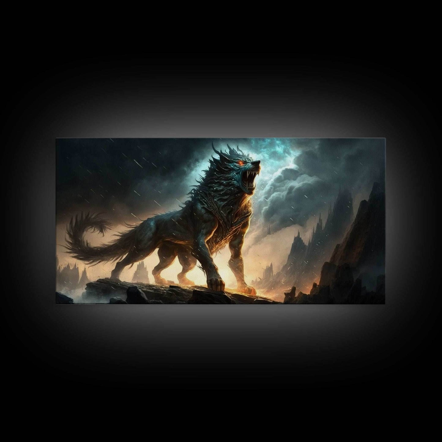Fenrir, Fenrisúlfr, Norse Mythology, Hróðvitnir, Vánagandr, Vanargand, Fantasy Wolf Art, Nordic Fantasy Art - 10x20 Inches / Gallery Wrap Canvas - Ready To Hang