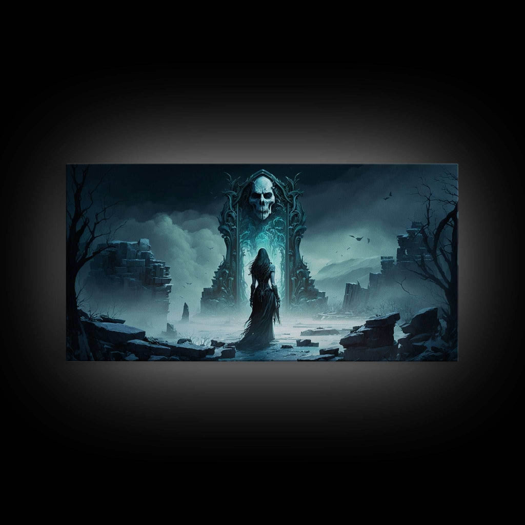 Doorway to Niflheim, Land of Mist and the Dead, Norse Mythology Fantasy Art, Framed Canvas Print, Fantasy Decor - 10x20 Inches / Gallery Wrap Canvas - Ready To Hang