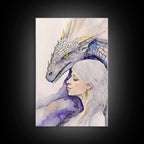 Dragon Painting Canvas Print, Dragon Art, Fantasy Art, Fantasy Painting Wall Art, Girl and Her Dragon, Dragon Girl - 8x12 Inches / Gallery Wrap Canvas - Ready To Hang