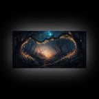 Wreath of Fireflies, Beautiful Fantasy Art, Framed Canvas Print, Moonlit Forest Floor Fantasy Concept Art - 10x20 Inches / Gallery Wrap Canvas - Ready To Hang