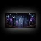 Glowing Butterflies, Framed Canvas Print, Fantasy Decor, High Fantasy Canvas Art, Fairy Forest - 10x20 Inches / Gallery Wrap Canvas - Ready To Hang