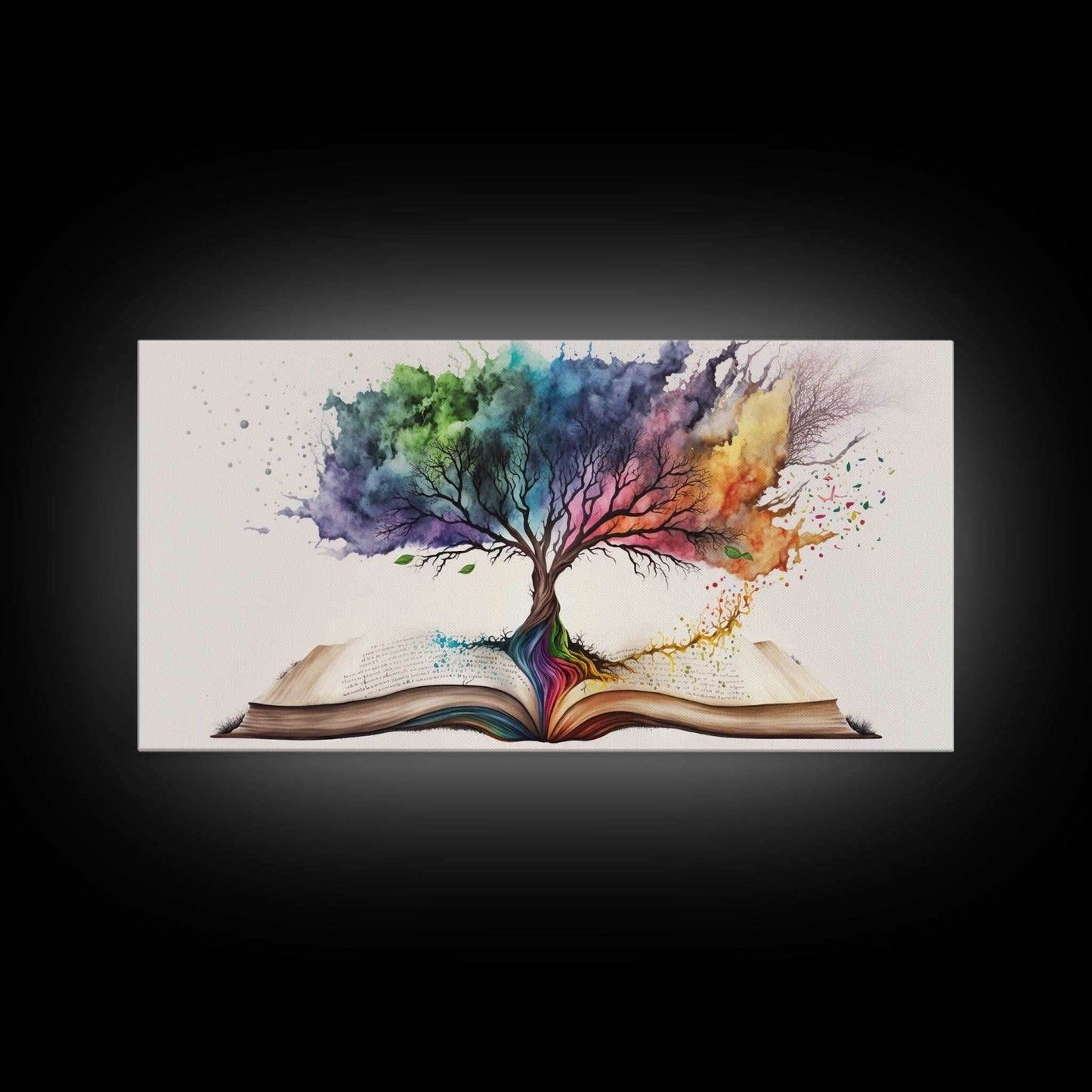 Tree of Knowledge, Framed Wall Art, Canvas Print, Watercolor, Huge Wall Art, Gift, Living Room Art, Fantasy Decor - 10x20 Inches / Gallery Wrap Canvas - Ready To Hang