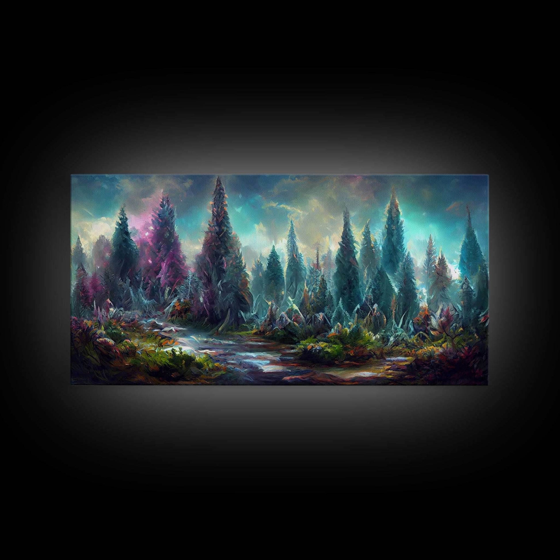 Trippy wall art canvas print, psychedelic wall art, Panoramic nature landscape wall art, fantasy art - 10x20 Inches / Gallery Wrap Canvas - Ready To Hang