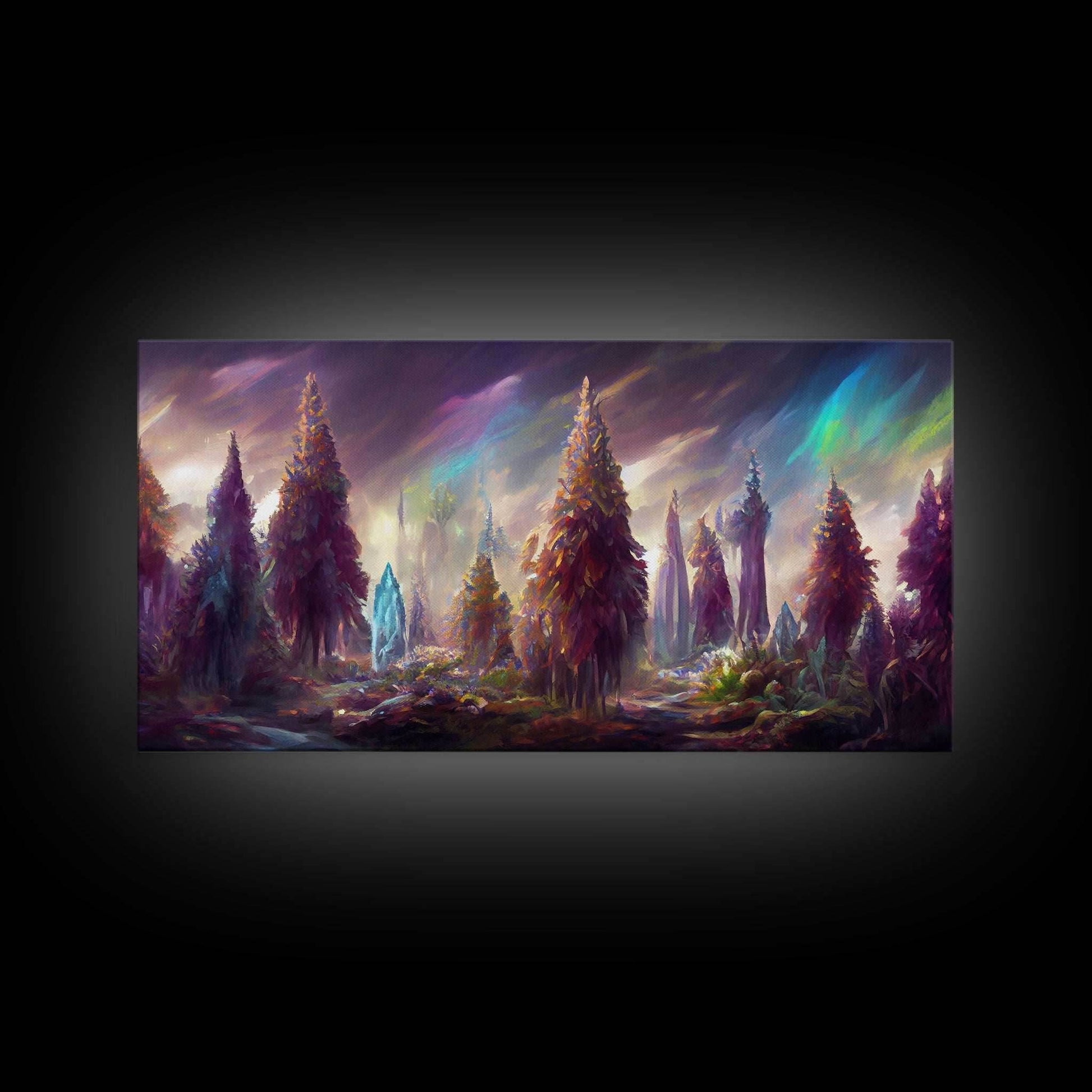 Psychedelic wall art canvas print, trippy wall art, Panoramic nature landscape wall art, fantasy art - 10x20 Inches / Gallery Wrap Canvas - Ready To Hang
