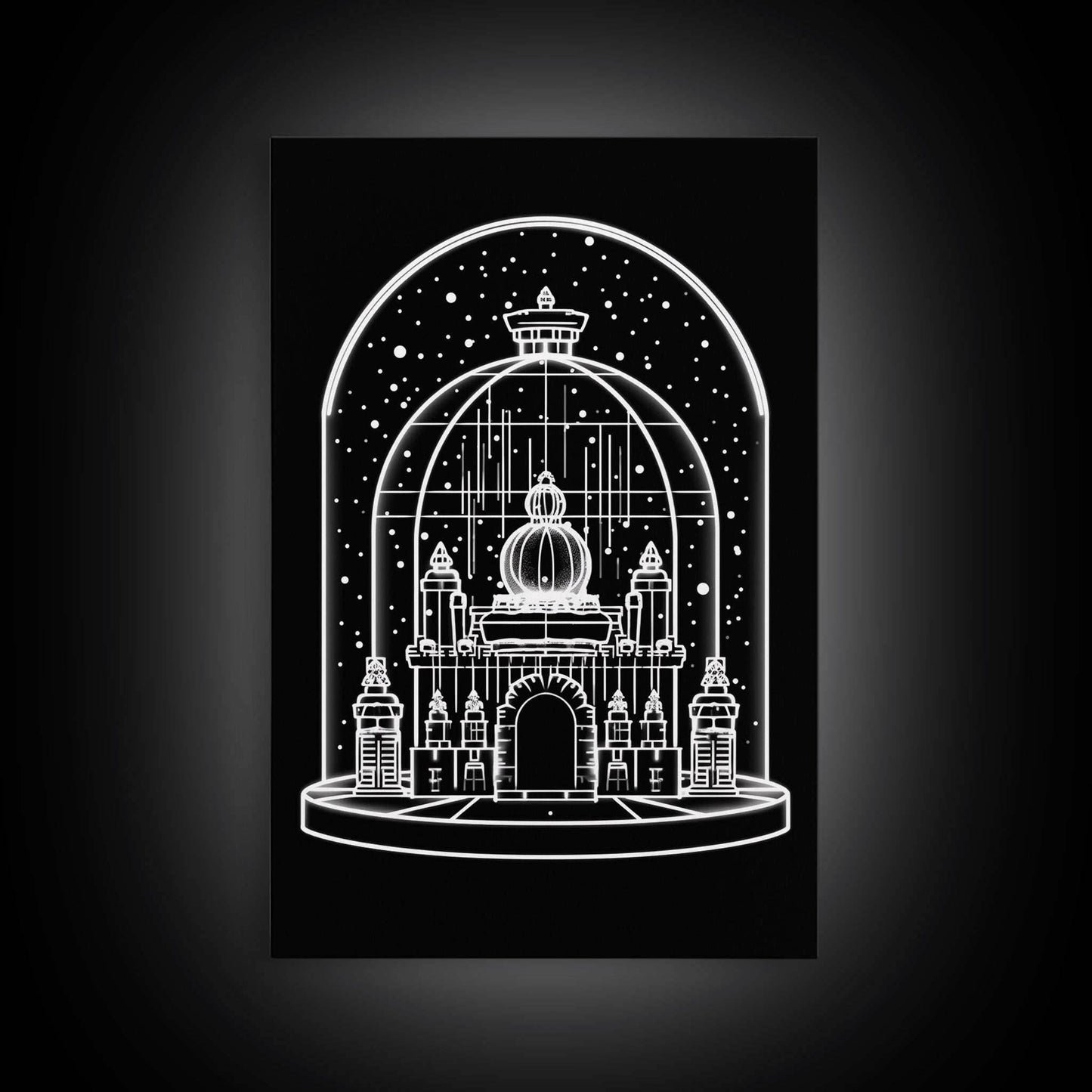 White Temple Wall Art, Snow Art Print, Fantasy Art, Line Art, Minimalist Print, Wall Decor, Canvas Print, Wall Art, Framed Canvas - 8x12 Inches / Gallery Wrap Canvas - Ready To Hang