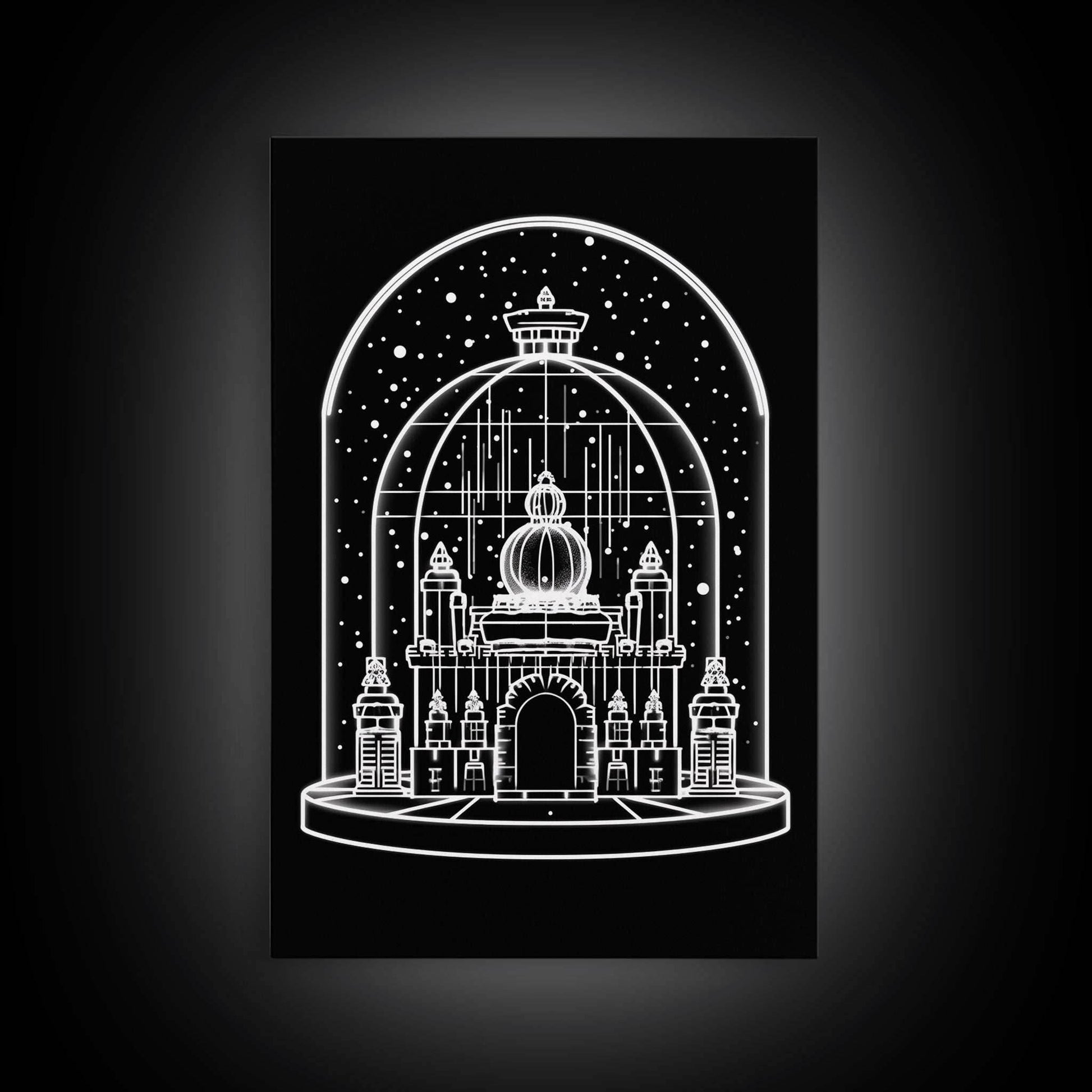 White Temple Wall Art, Snow Art Print, Fantasy Art, Line Art, Minimalist Print, Wall Decor, Canvas Print, Wall Art, Framed Canvas - 8x12 Inches / Gallery Wrap Canvas - Ready To Hang