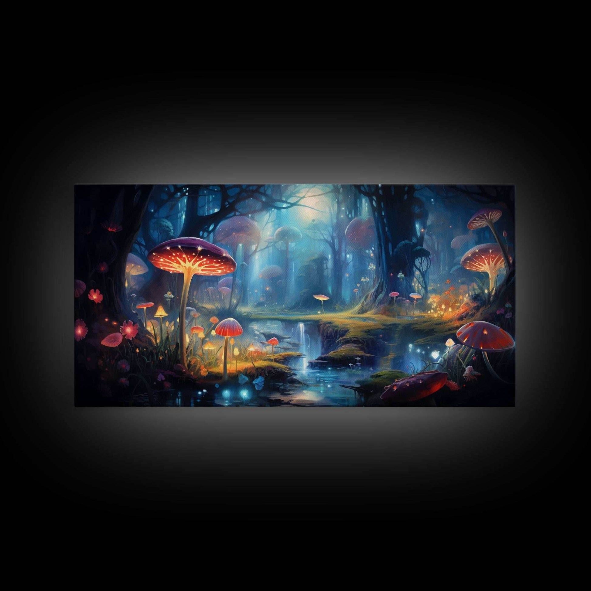 Fantasy Art, Dark Fantasy Forest Framed Canvas Print, Elven Decor, Magical Forest, RPG Game Art, Game Room Art, Witchy Decor, Wall Art - 10x20 Inches / Gallery Wrap Canvas - Ready To Hang