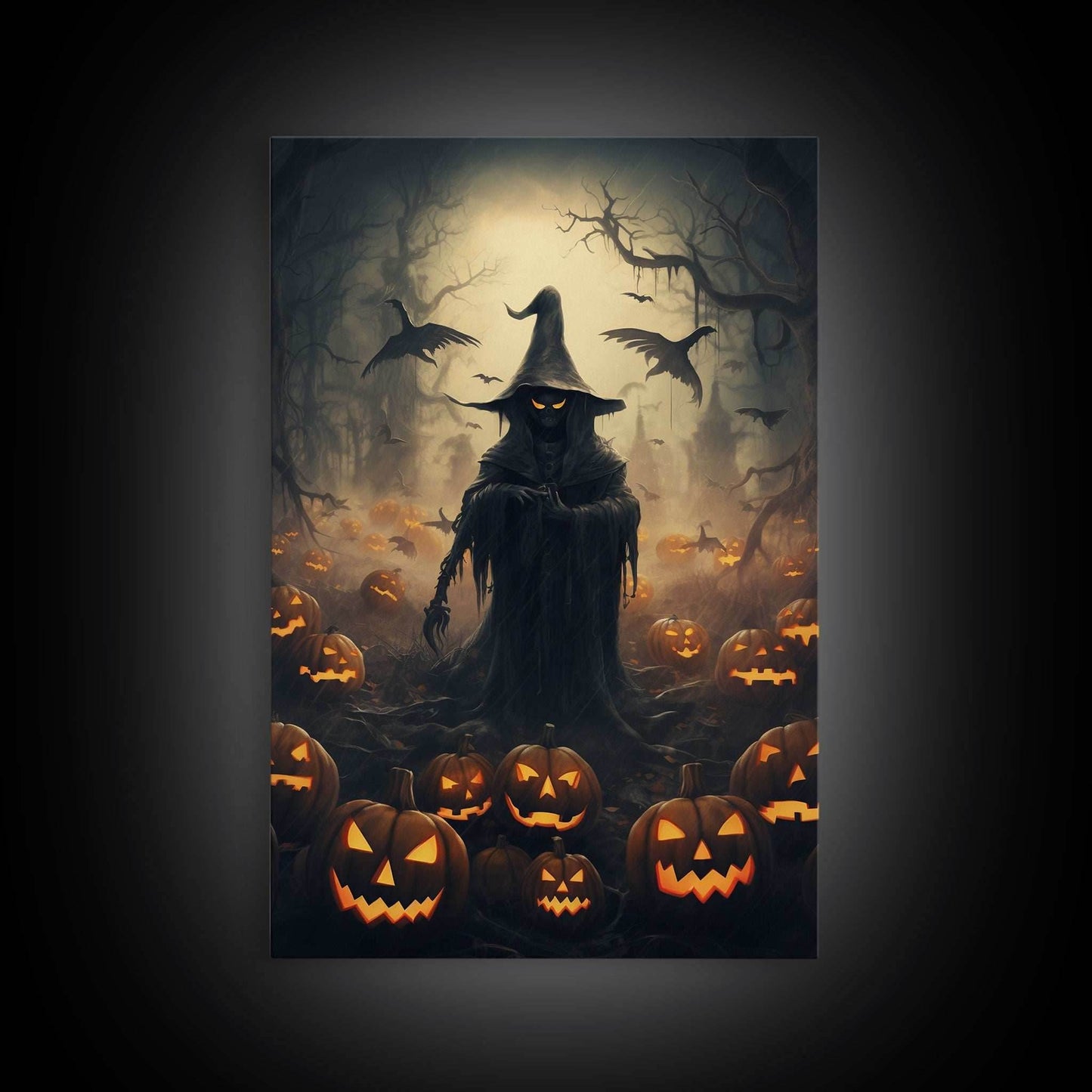 Halloween Art Print, Dark Fantasy Art, Dark Wall Art, Spooky Decor, Goth Decor, Canvas Print, Wall Art, Vertical Print, Creepy Wall Art - 8x12 Inches / Gallery Wrap Canvas - Ready To Hang