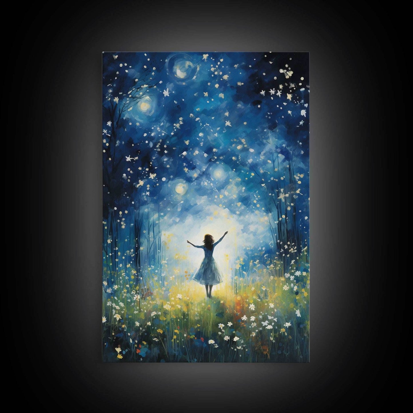 Firefly Art, Fantasy Art, Girl In Forest, Teen Girl Room Decor, Canvas Print, Wall Art, Vertical Print, Unique Wall Decor, Engagement Gift - 8x12 Inches / Gallery Wrap Canvas - Ready To Hang