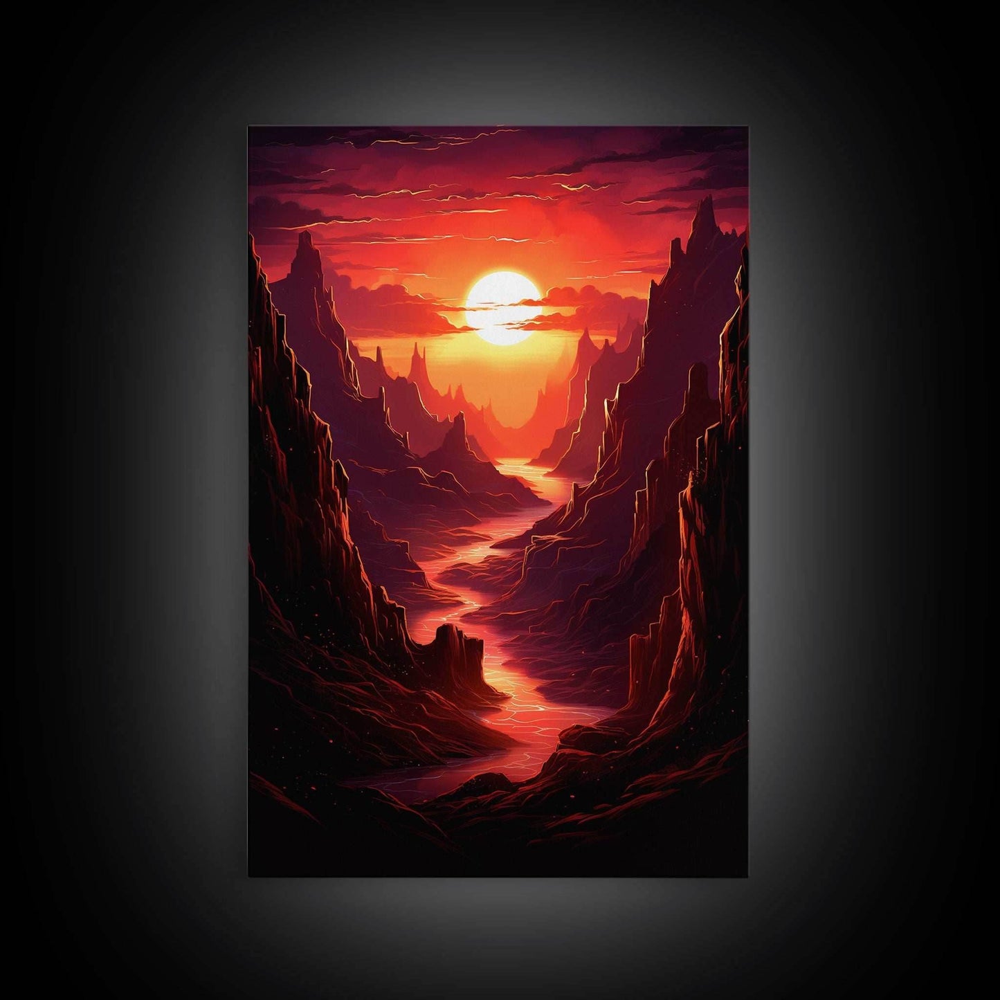 Sunset Wall Art, Fantasy Artwork, River Wall Print, Landscape Wall Art, Canvas Print, Wall Art, Vertical Art, Ranch Decor, Farmhouse Art - 8x12 Inches / Gallery Wrap Canvas - Ready To Hang