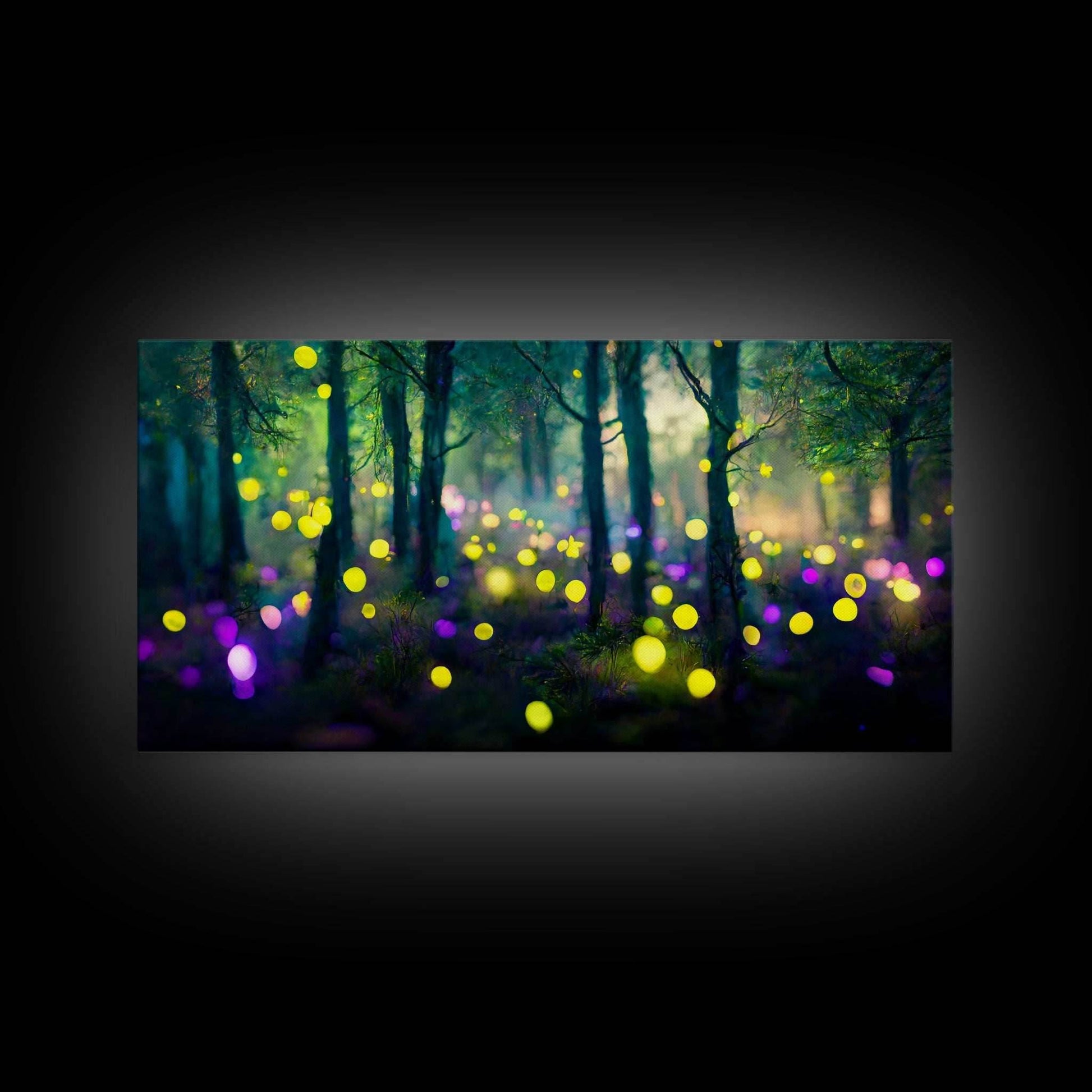 Magical forest with fairies canvas print, fantasy art, cool wall art, dorm art, ready to hang wall art - 10x20 Inches / Gallery Wrap Canvas - Ready To Hang