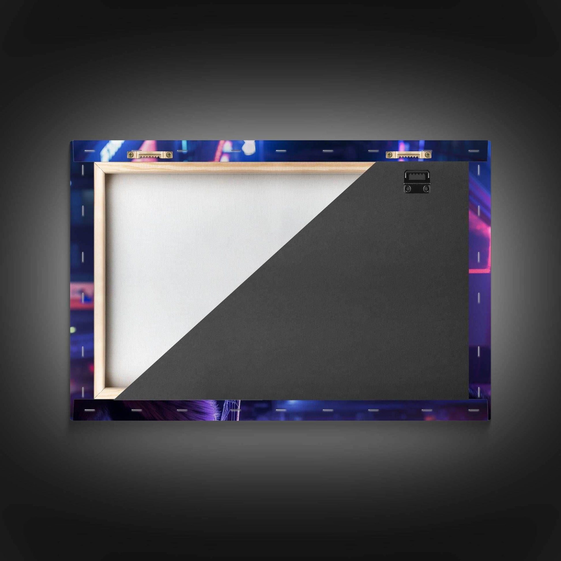 Alley Fox, Cyberpunk city, framed canvas print, urban decay art - 8x12 Inches / Gallery Wrap Canvas - Ready To Hang