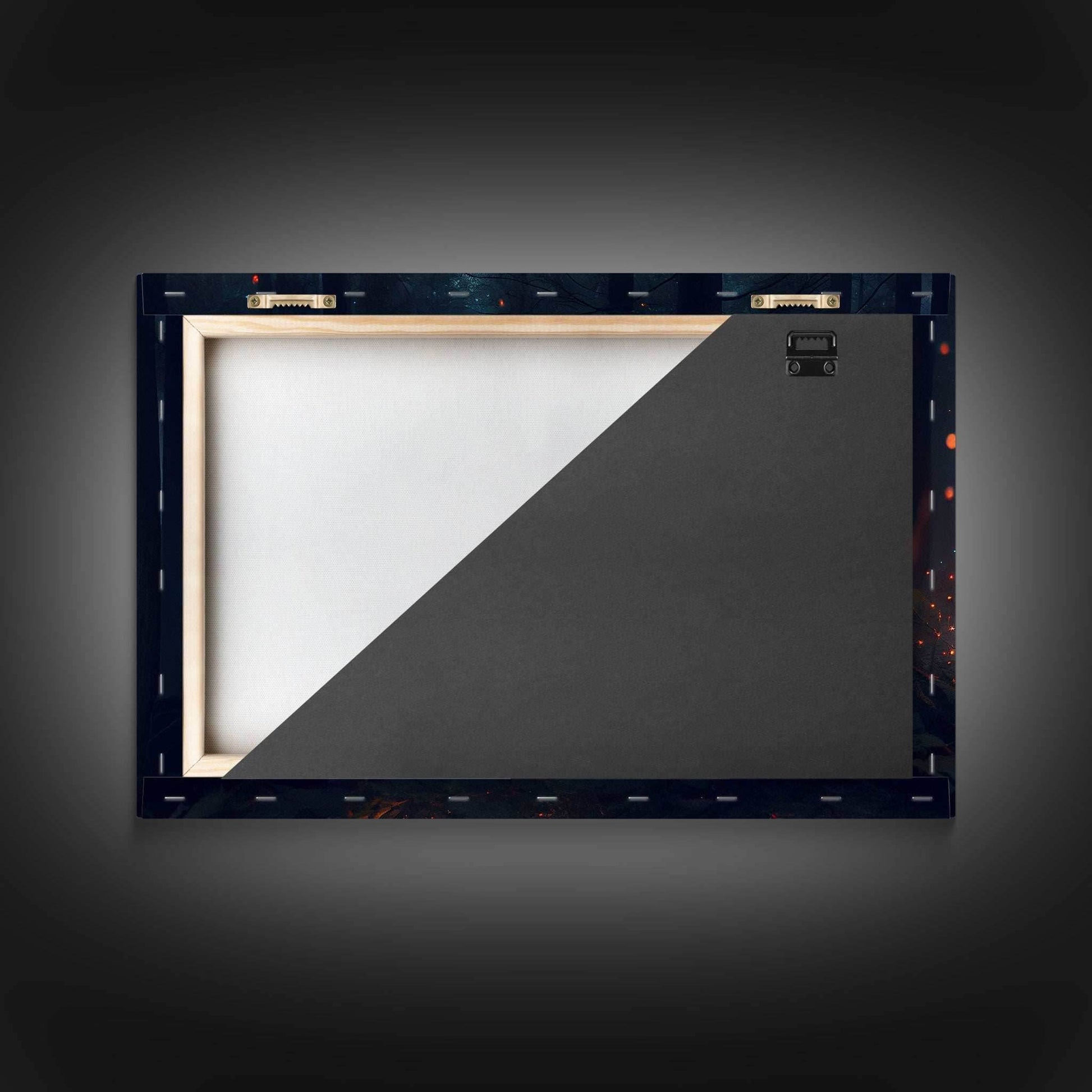 Fantasy forest art, Fireflies and the owl at midnight, framed canvas art, framed canvas print - 8x12 Inches / Gallery Wrap Canvas - Ready To Hang