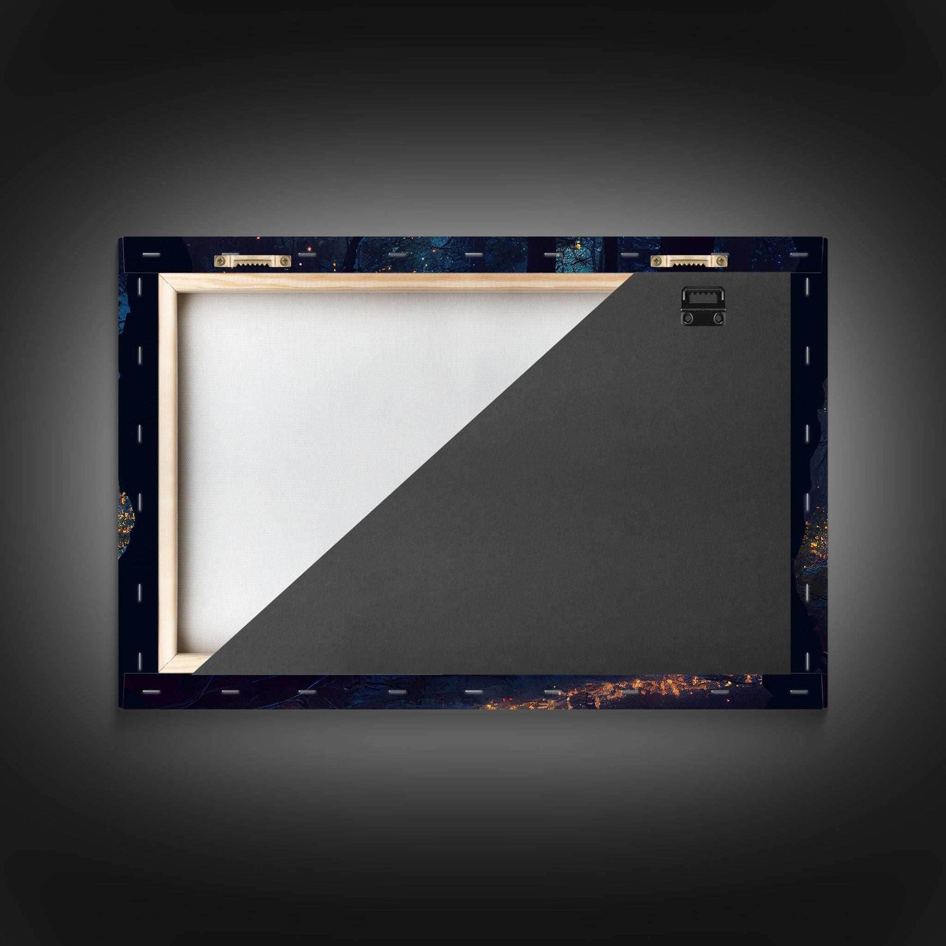 The magical enchanted forest is lit brightly with fireflies at night, framed canvas print, fantasy art - 8x12 Inches / Gallery Wrap Canvas - Ready To Hang