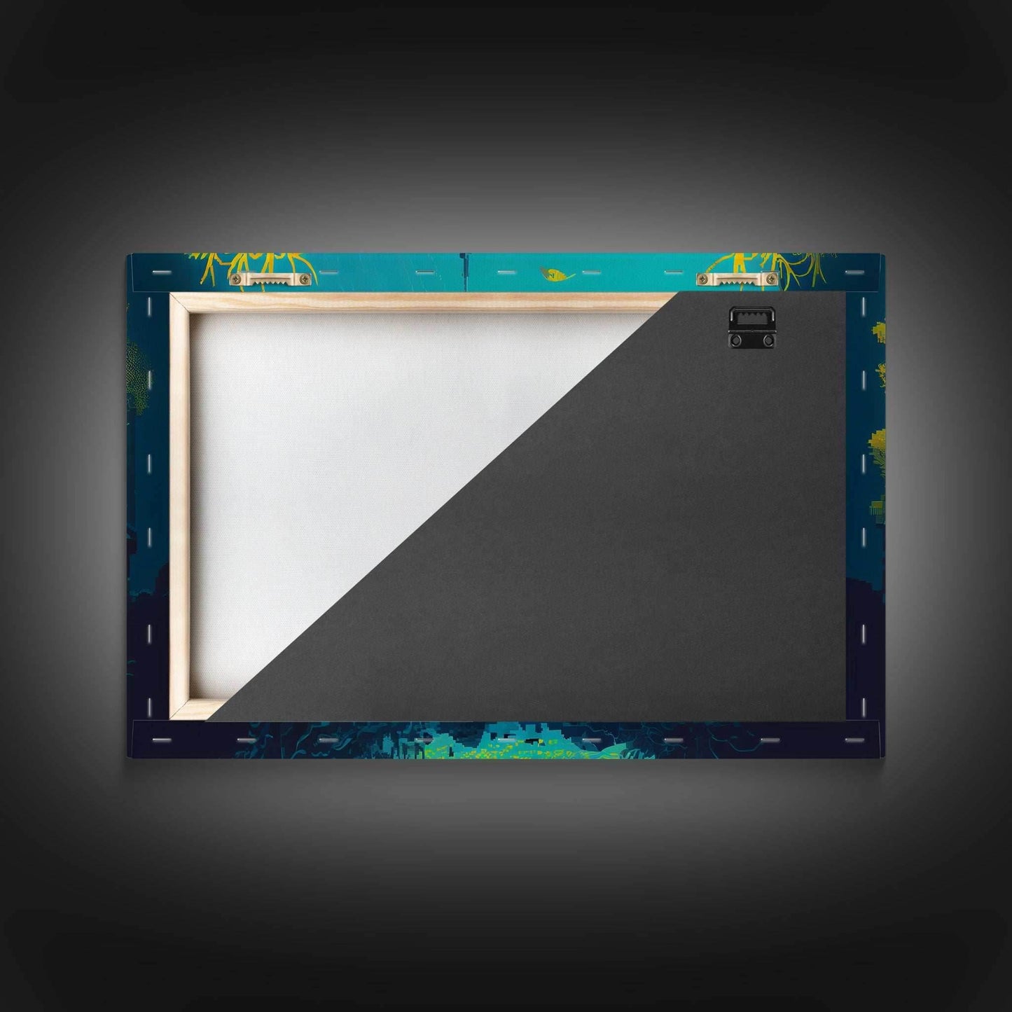 Underwater castle fantasy art, 8 bit pixel art for videogame room, framed canvas print - 8x12 Inches / Gallery Wrap Canvas - Ready To Hang