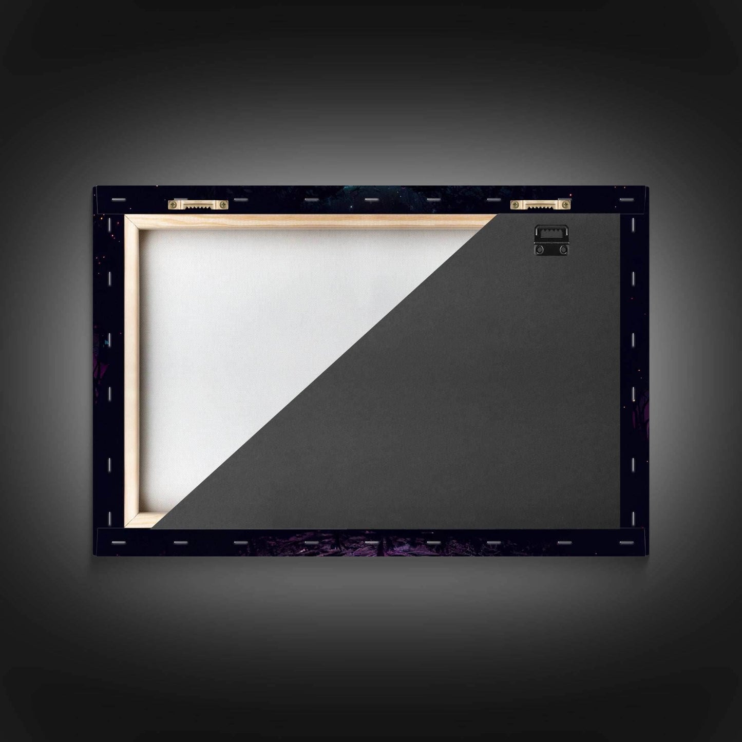 Fantasy forest art, full moon visible through the trees, framed canvas print, framed wall art - 8x12 Inches / Gallery Wrap Canvas - Ready To Hang