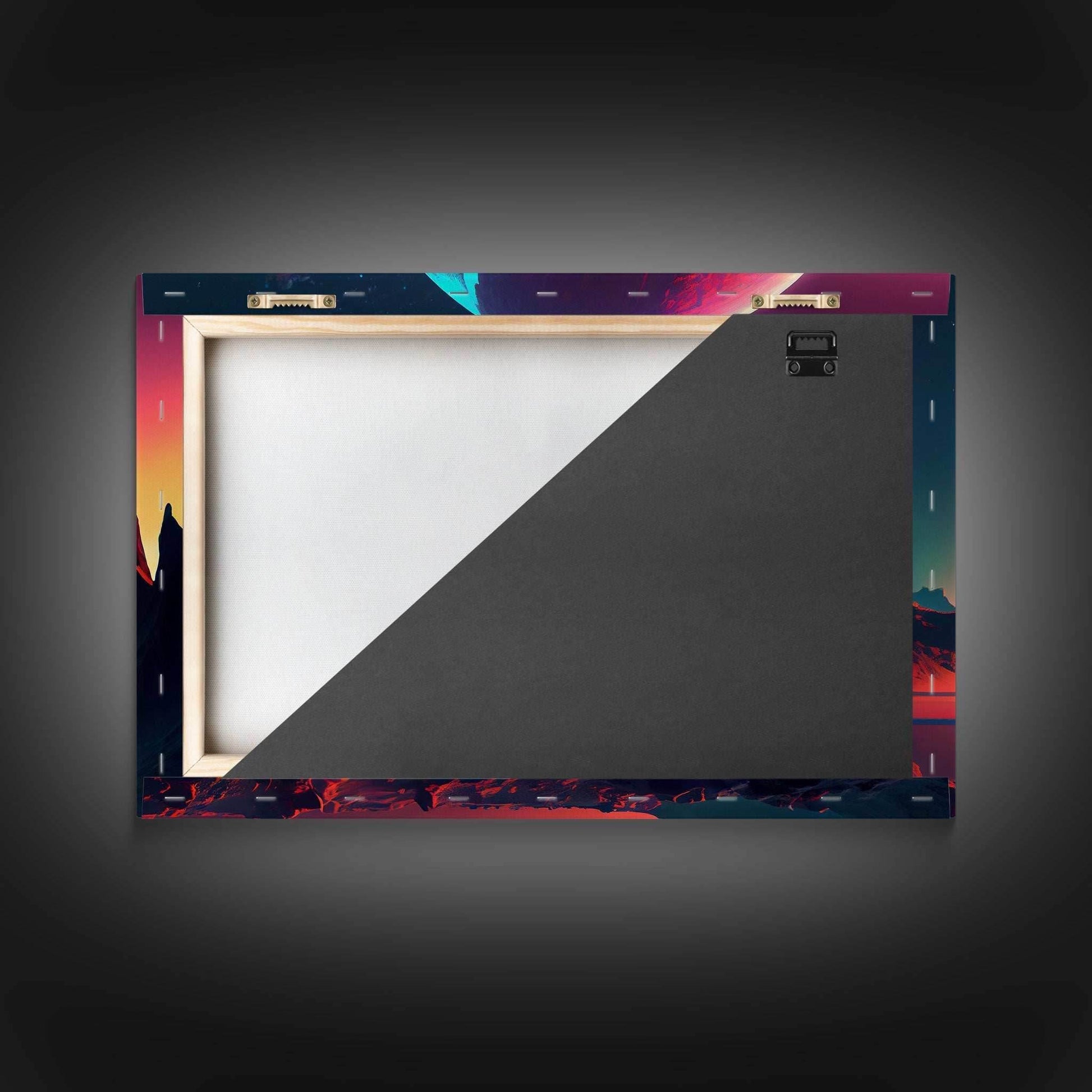 3 Moon Fantasy World, Retro Style Sci-Fi Art, Framed Canvas Print, Futuristic Art, Fantasy Decor - 8x12 Inches / Gallery Wrap Canvas - Ready To Hang