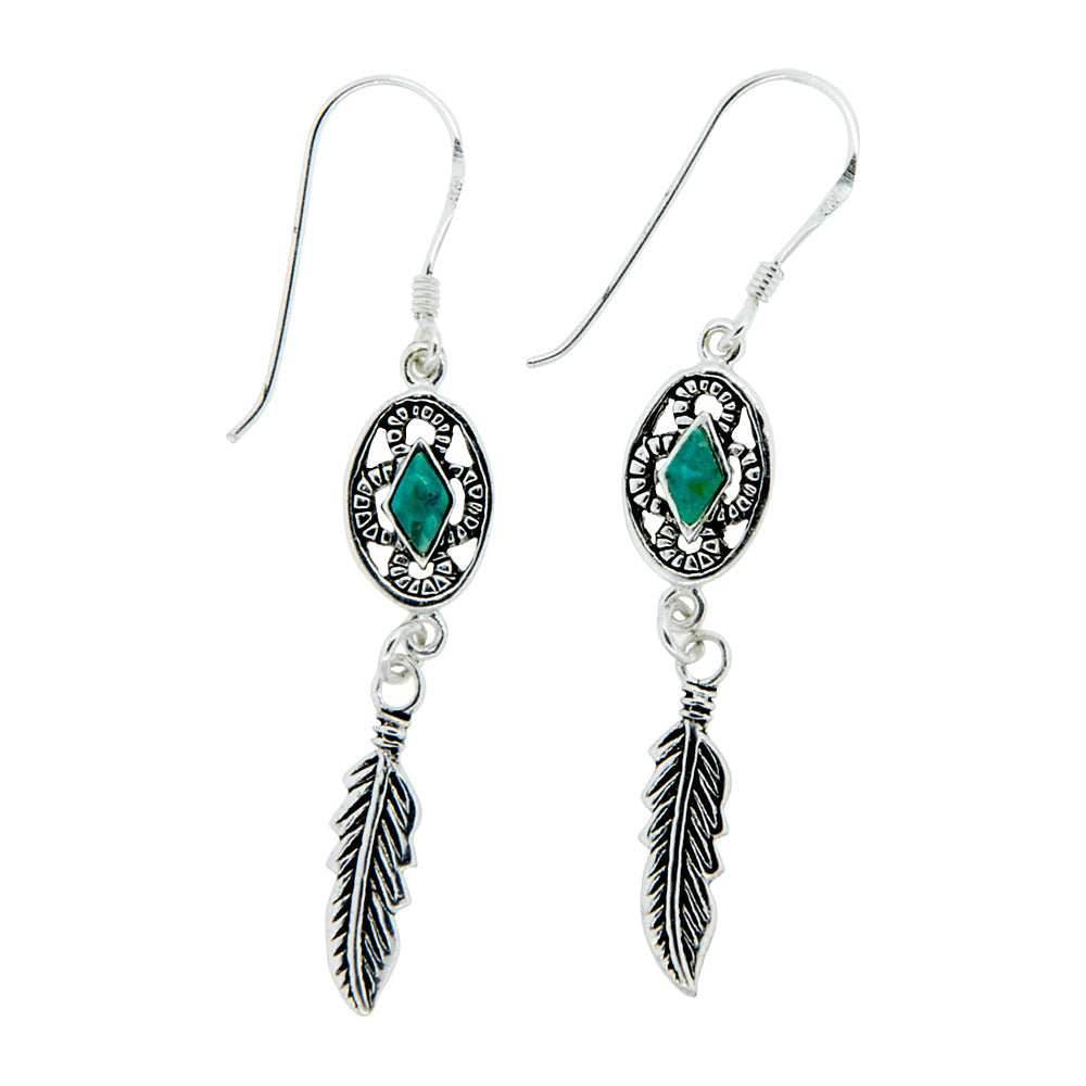 Concho Native Earrings with Turquoise - 
