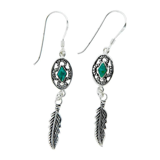 Concho Native Earrings with Turquoise - 