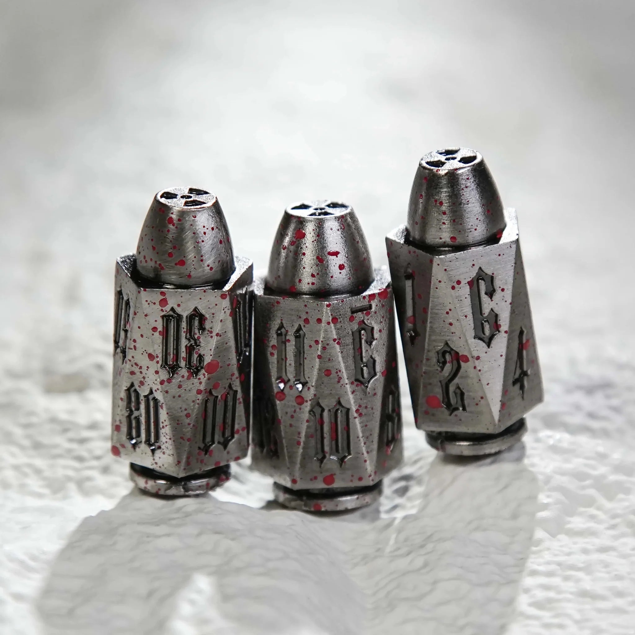 Cool dnd dice: unique metal bullet-shaped polyhedron RPG dice set