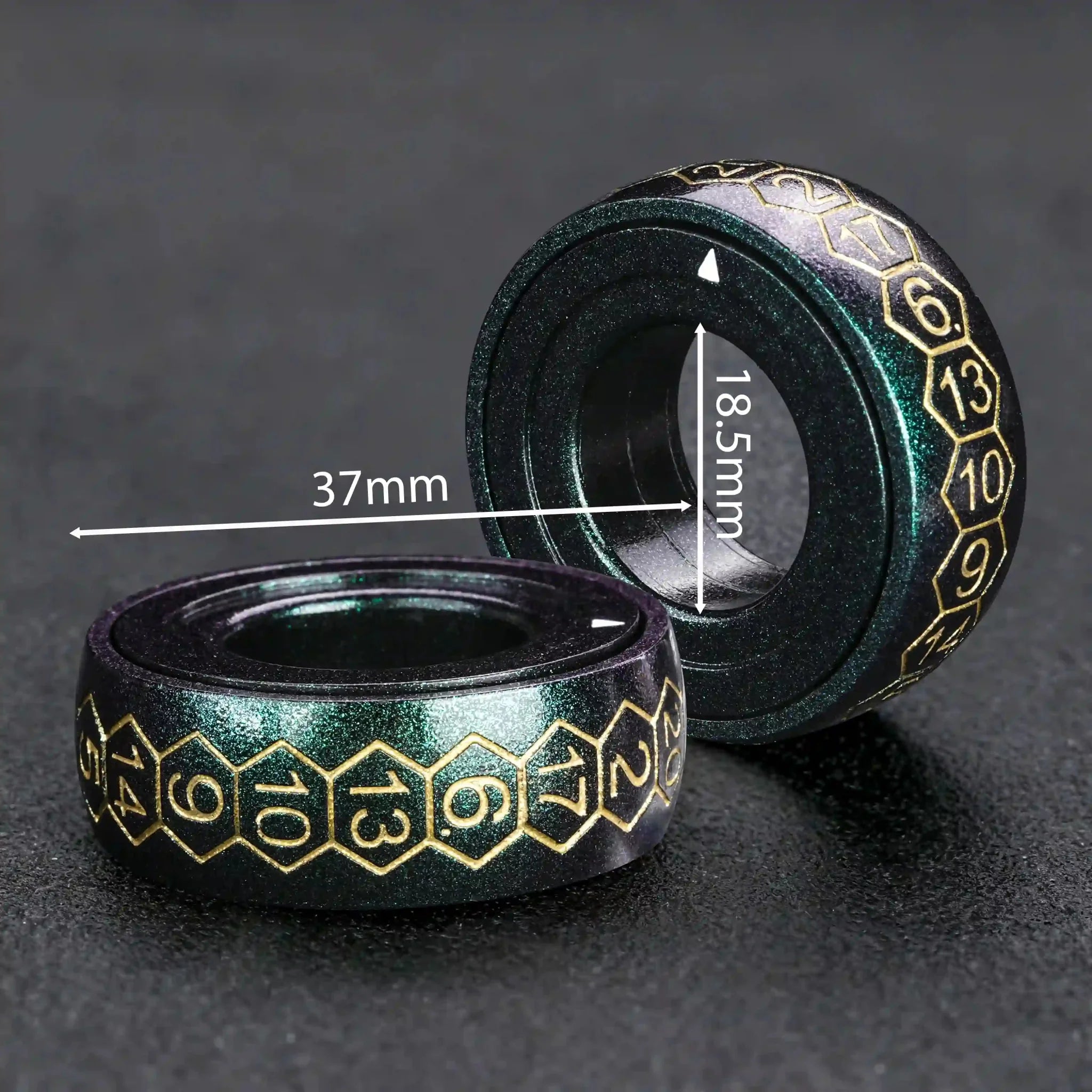Cool Metal Fingertip Spinning D20 Dice Ring