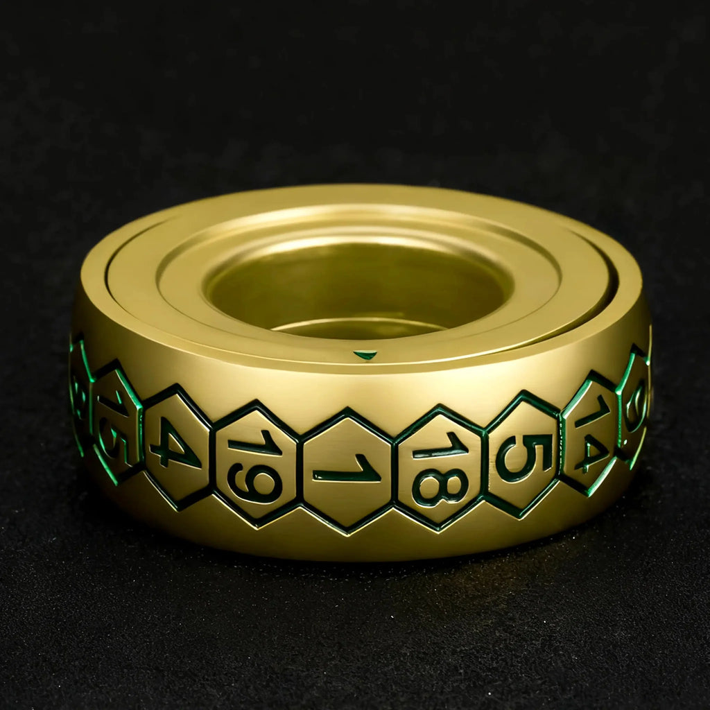 Cool Metal Fingertip Spinning D20 Dice Ring