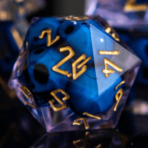 Corpse Blue and Lavender Sharp-Edged Resin Dice Set - 