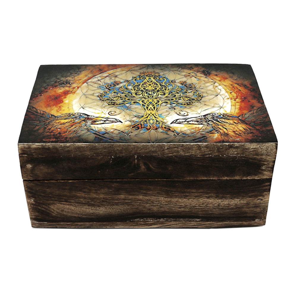 Tree of Life with Crows Wooden Box 4" x 6"