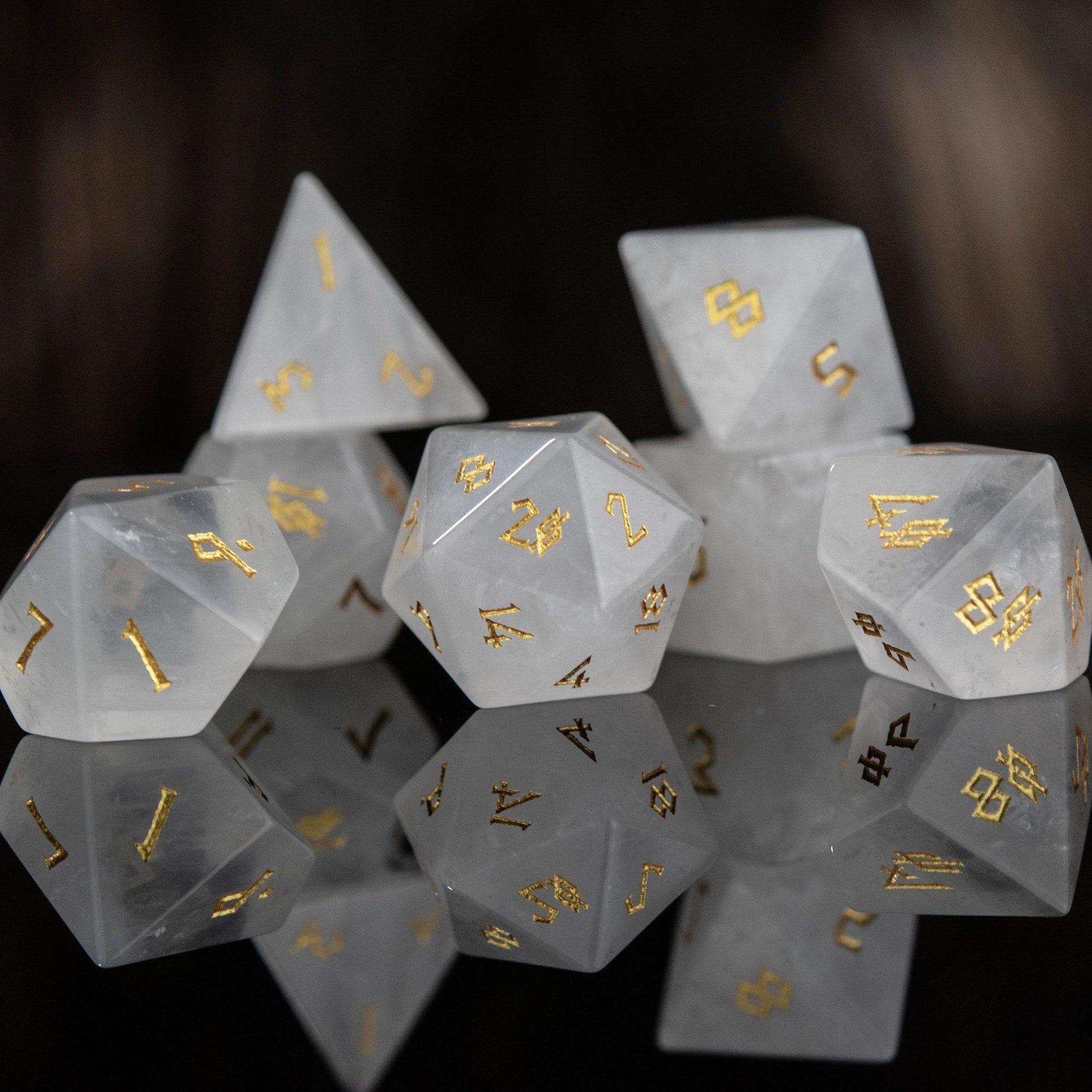 Crystal Quartz Stone Dice Set 'PRE-ORDER | SPRING EVENT DEAL' - 