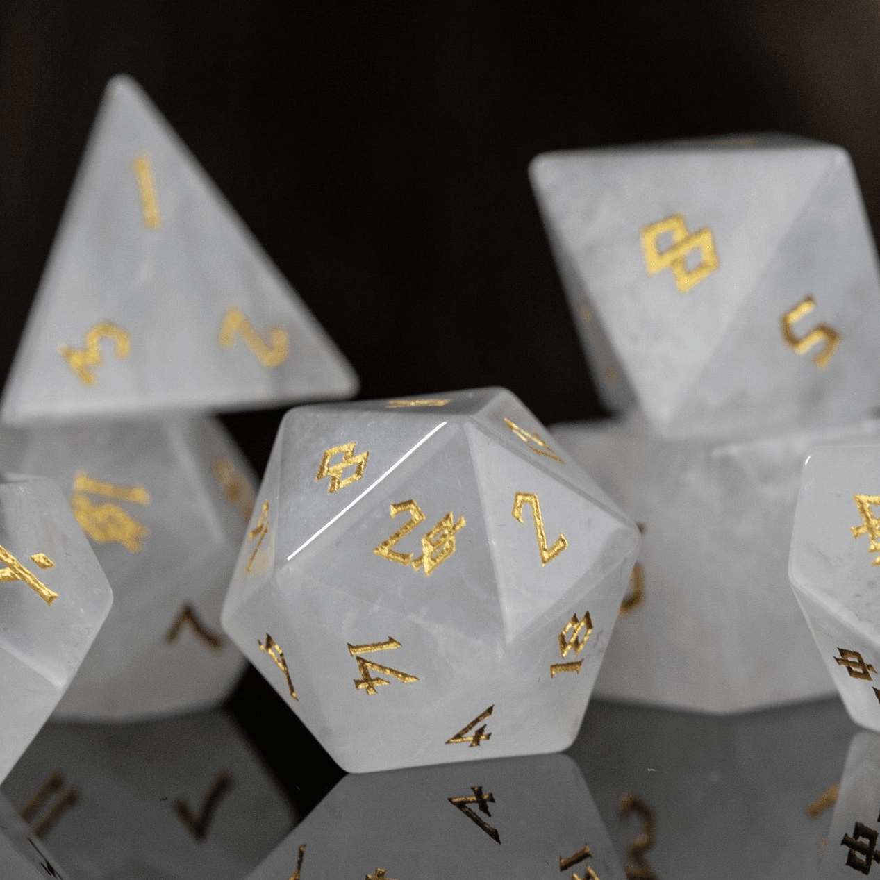 Crystal Quartz Stone Dice Set 'PRE-ORDER | SPRING EVENT DEAL' - 