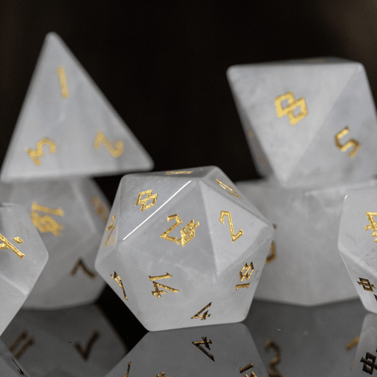 Crystal Quartz Stone Dice Set 'PRE-ORDER | SPRING EVENT DEAL' - 