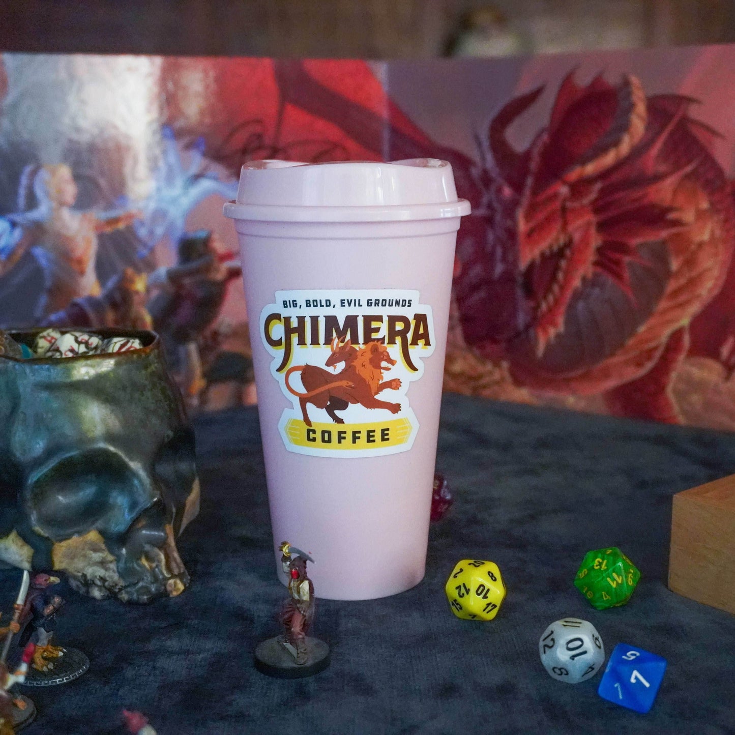 Coffee Cup Dice Tower – Roll with Caffeinated Style - Pink / Chimera Coffee
