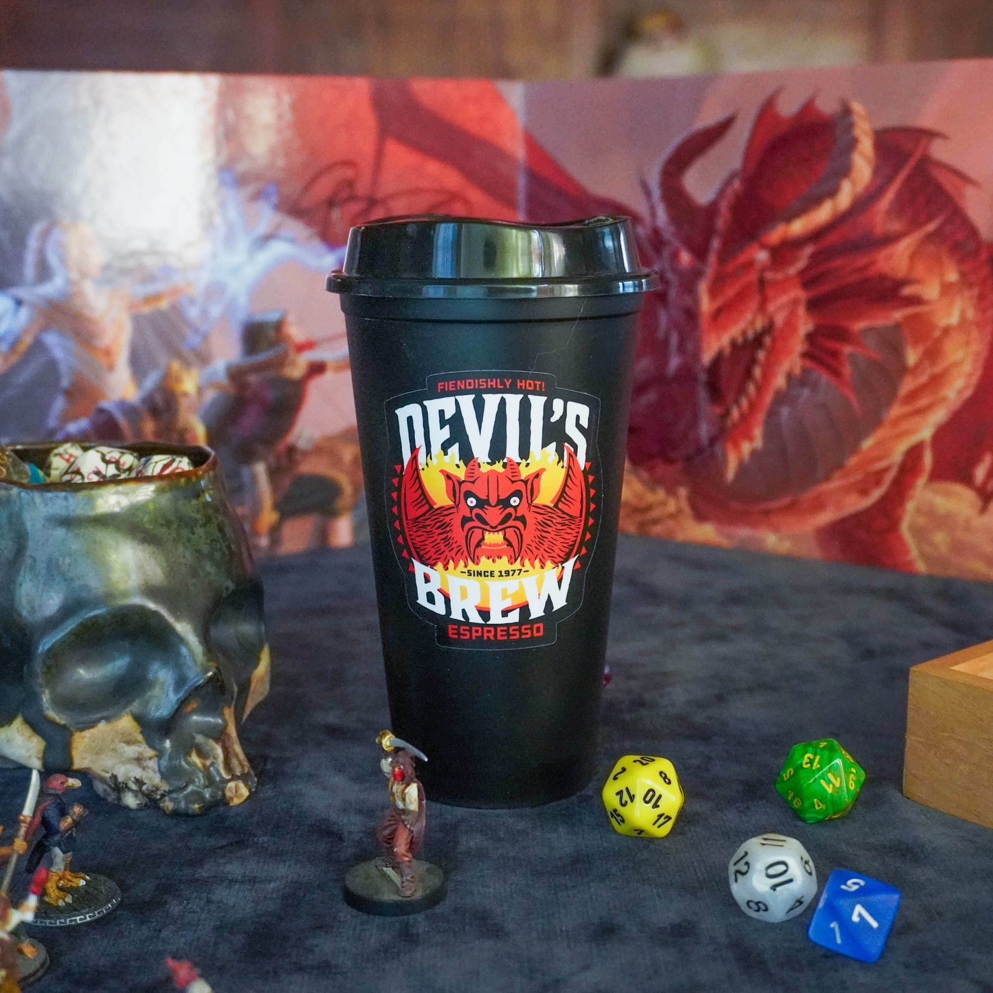Coffee Cup Dice Tower – Roll with Caffeinated Style - Black / Devil's Brew Espresso