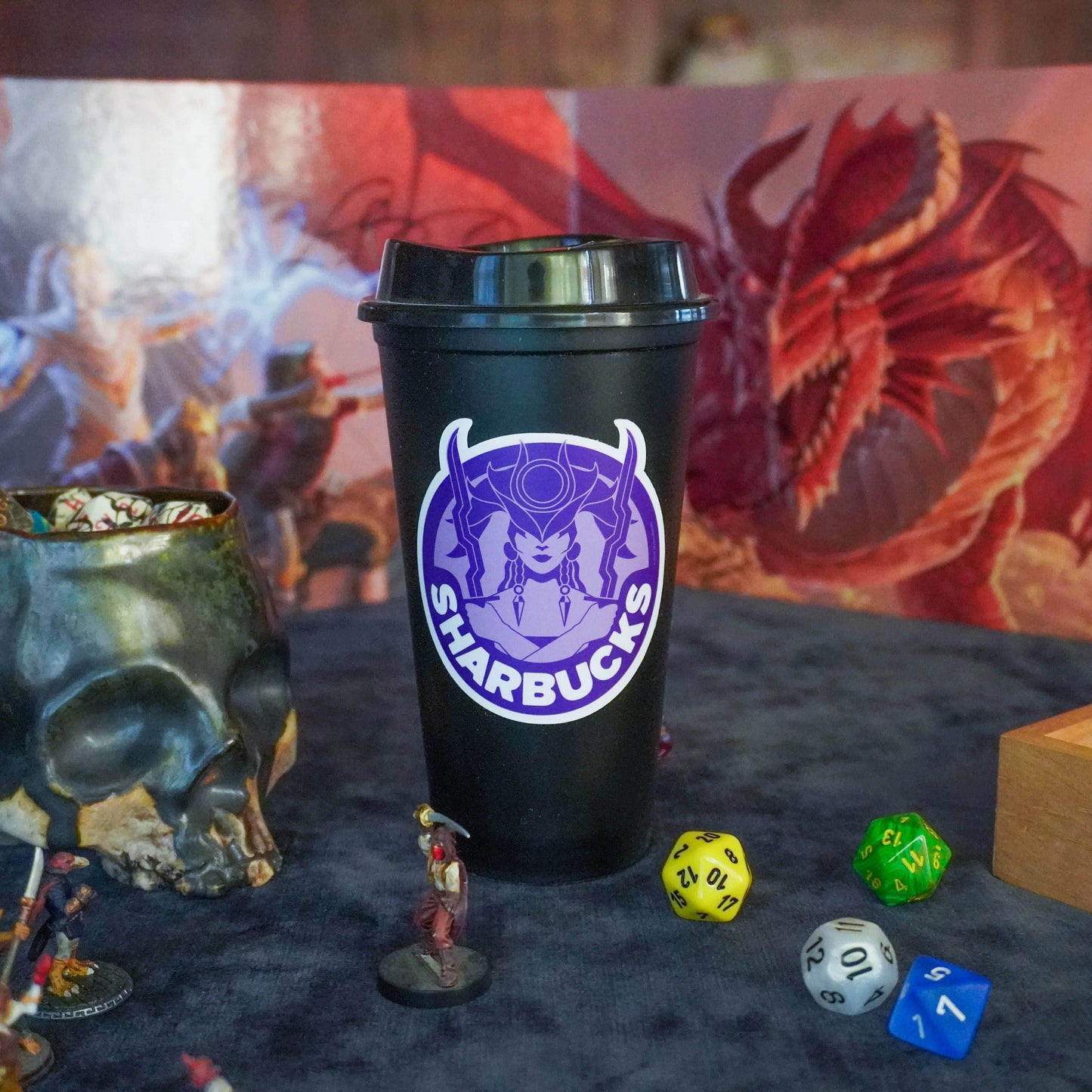 Coffee Cup Dice Tower – Roll with Caffeinated Style - Black / Sharbucks